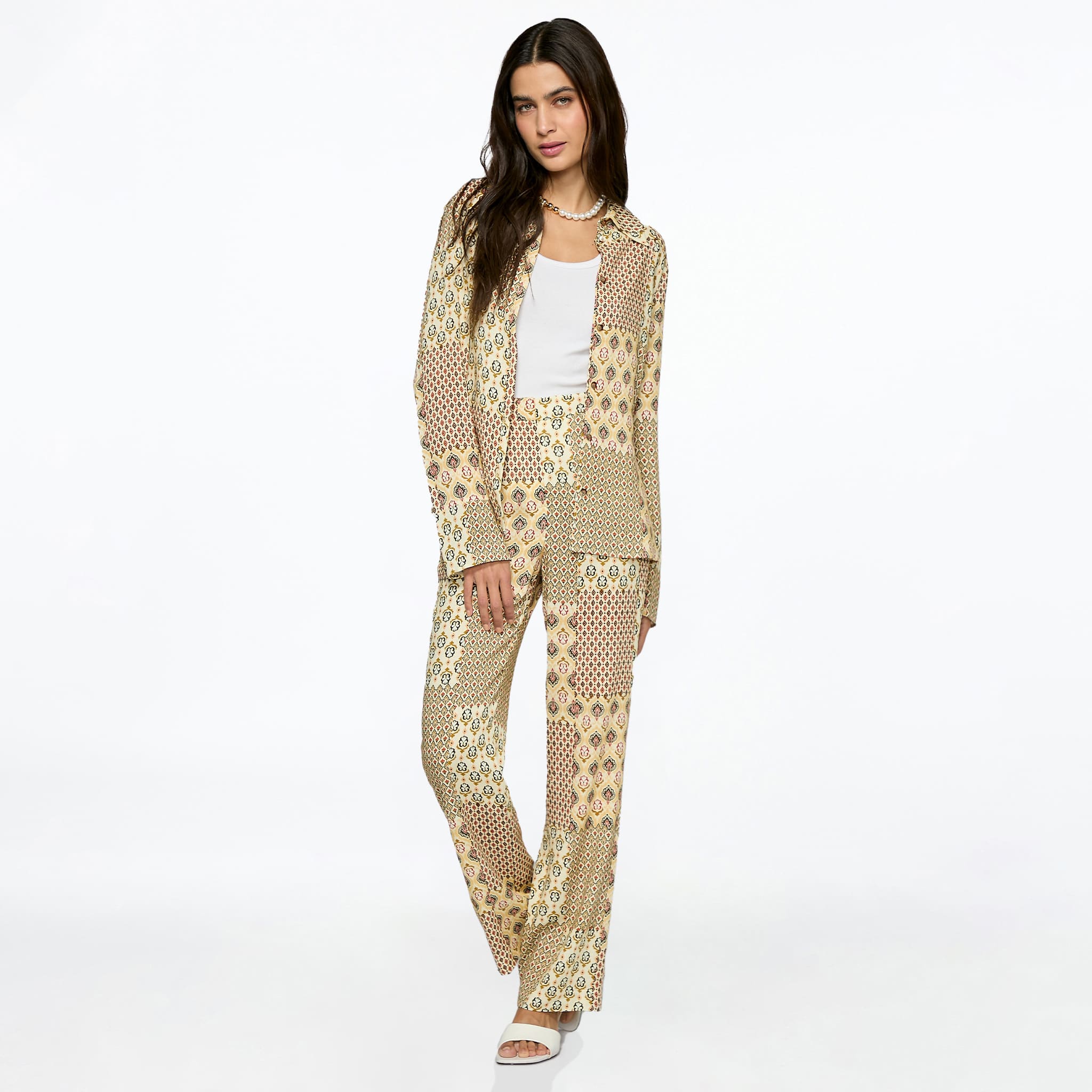 Pantalón estampado beige