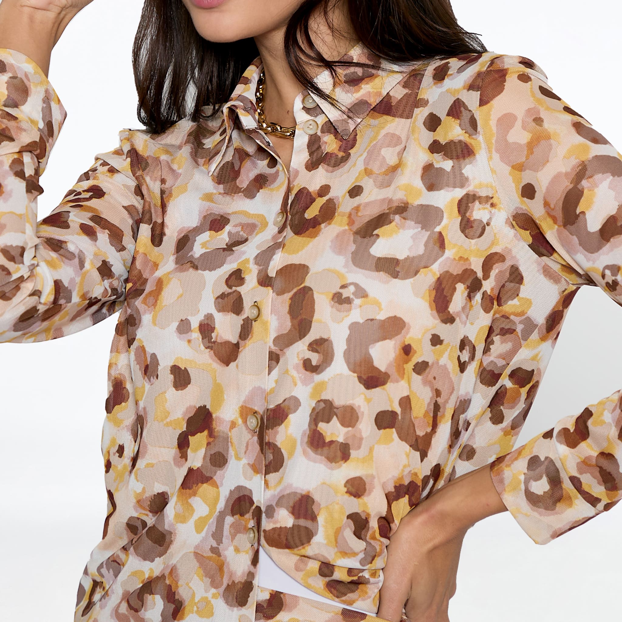 Blusa Animal Print Mesh