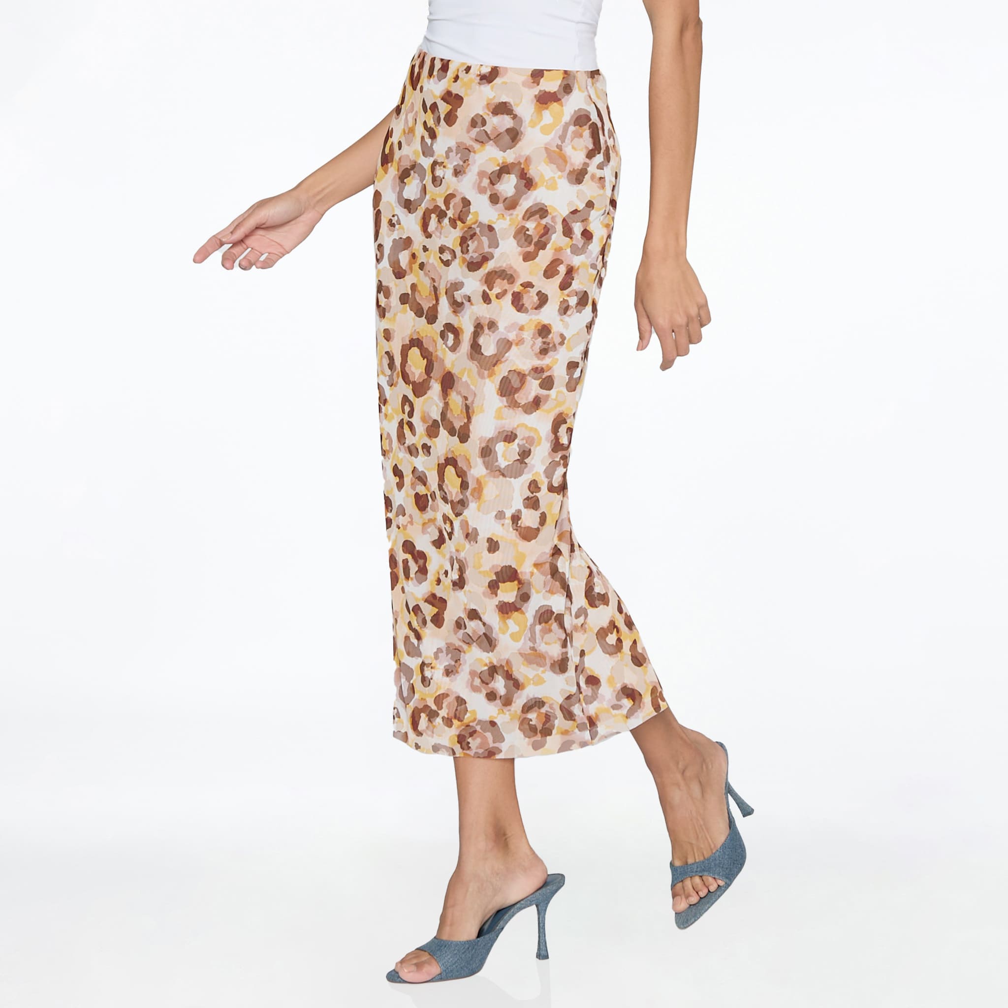 Falda Recta Animal Print Mesh