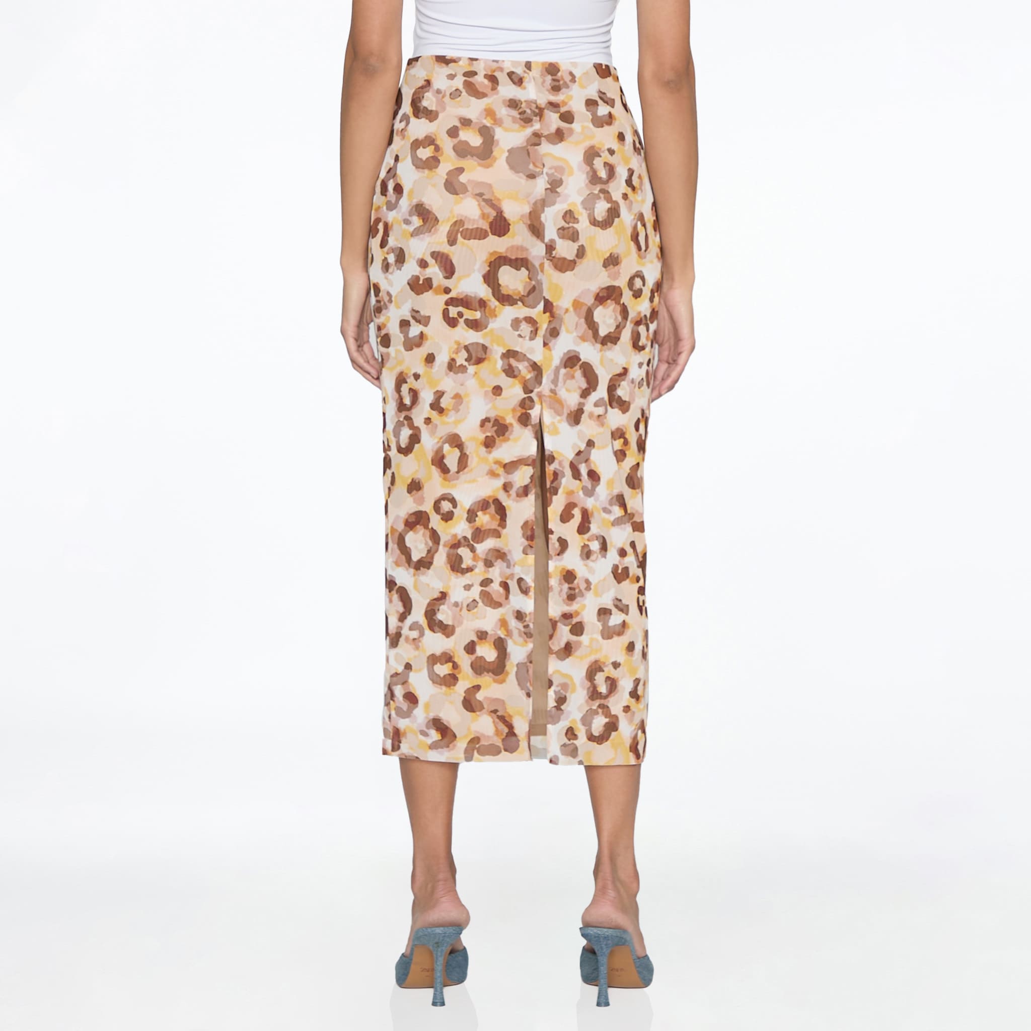 Falda Recta Animal Print Mesh