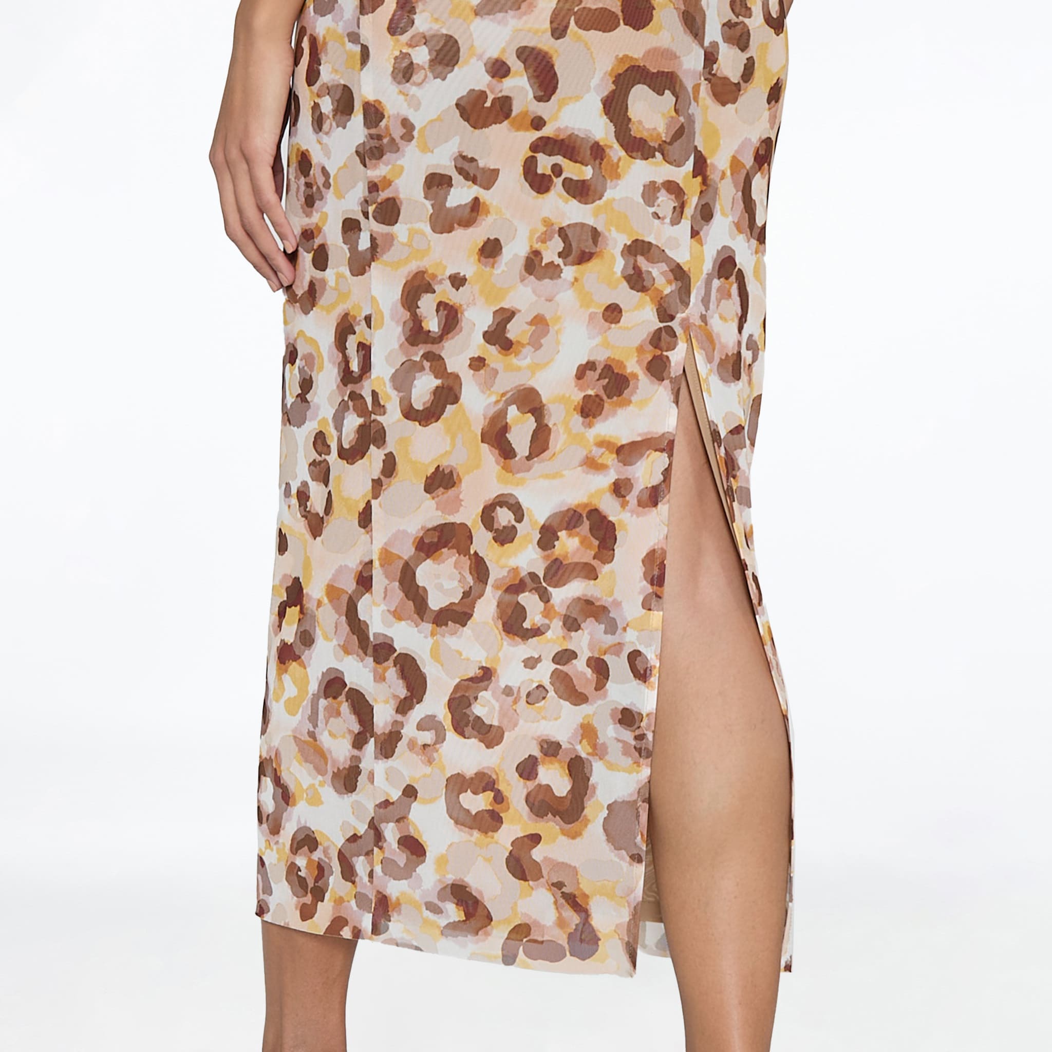 Falda Recta Animal Print Mesh