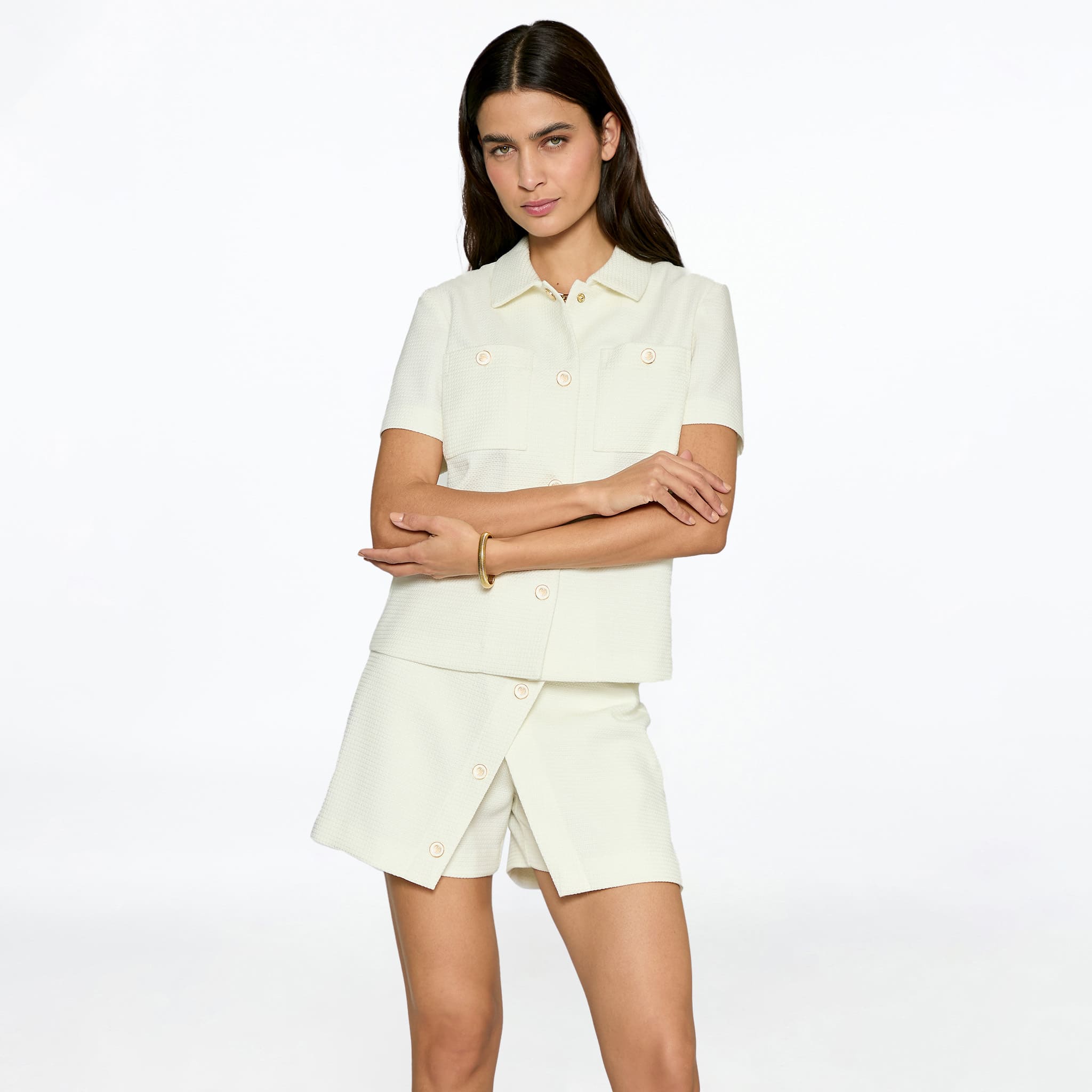 Saco Hueso Textura y Lurex