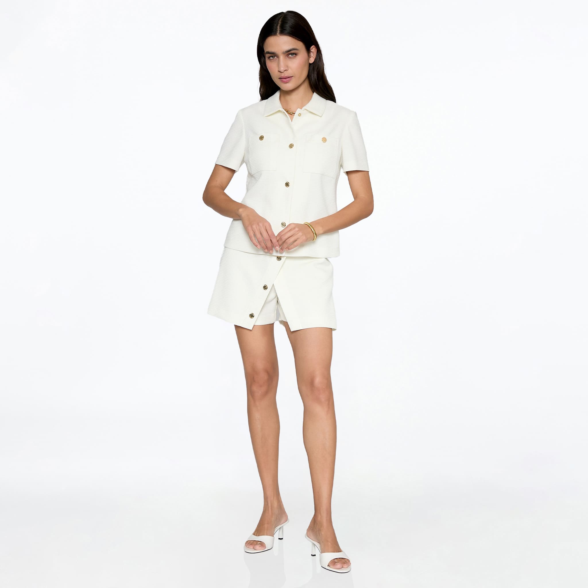 Shortfalda Hueso Textura y Lurex