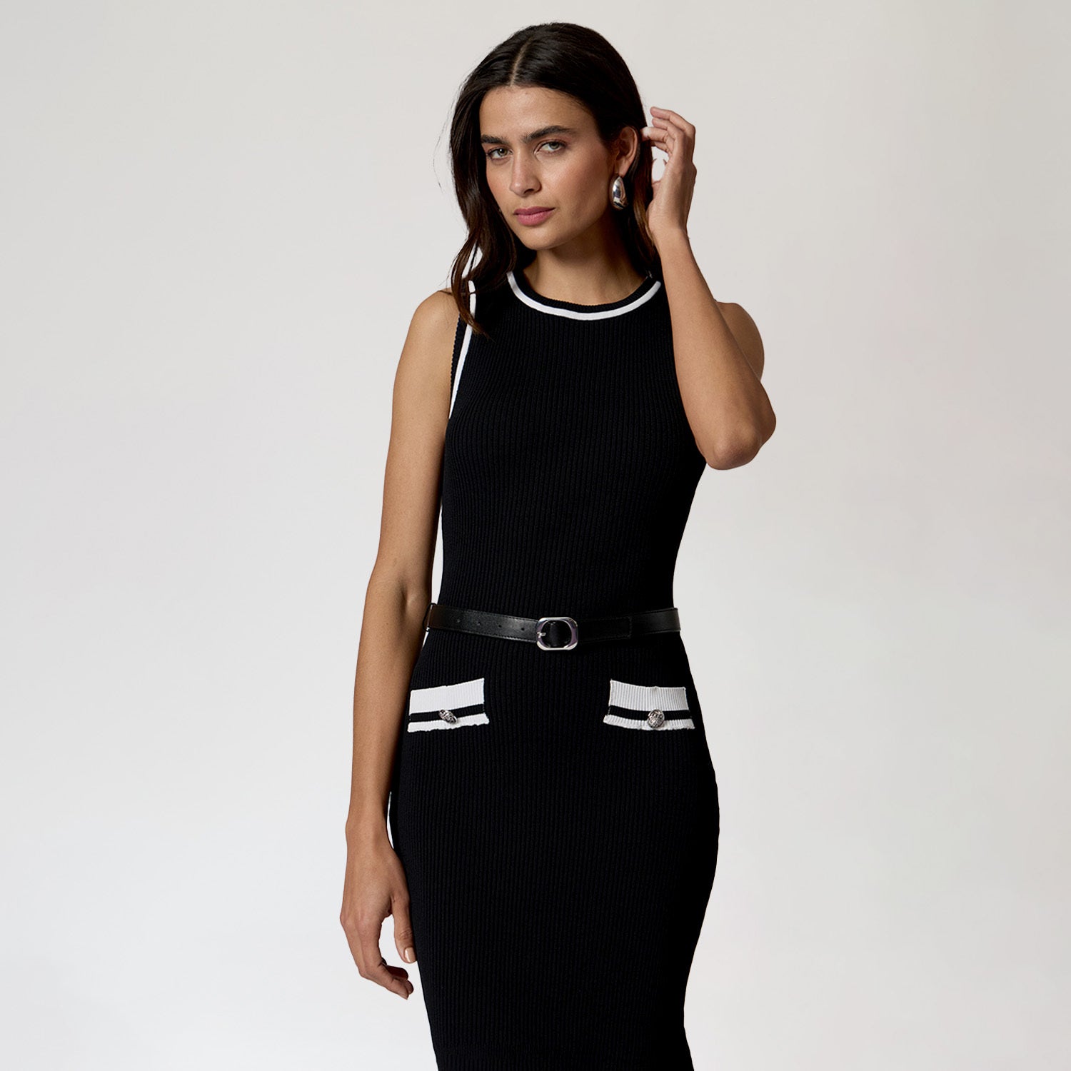 Vestido Negro Acanalado