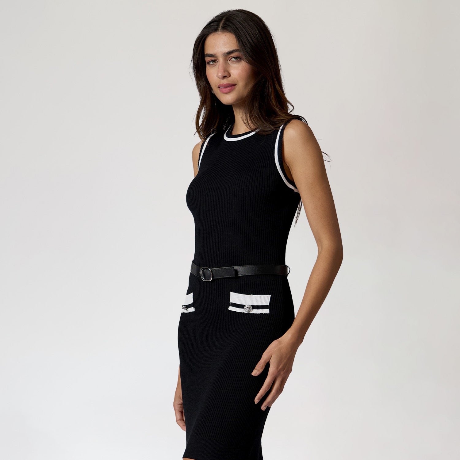 Vestido Negro Acanalado