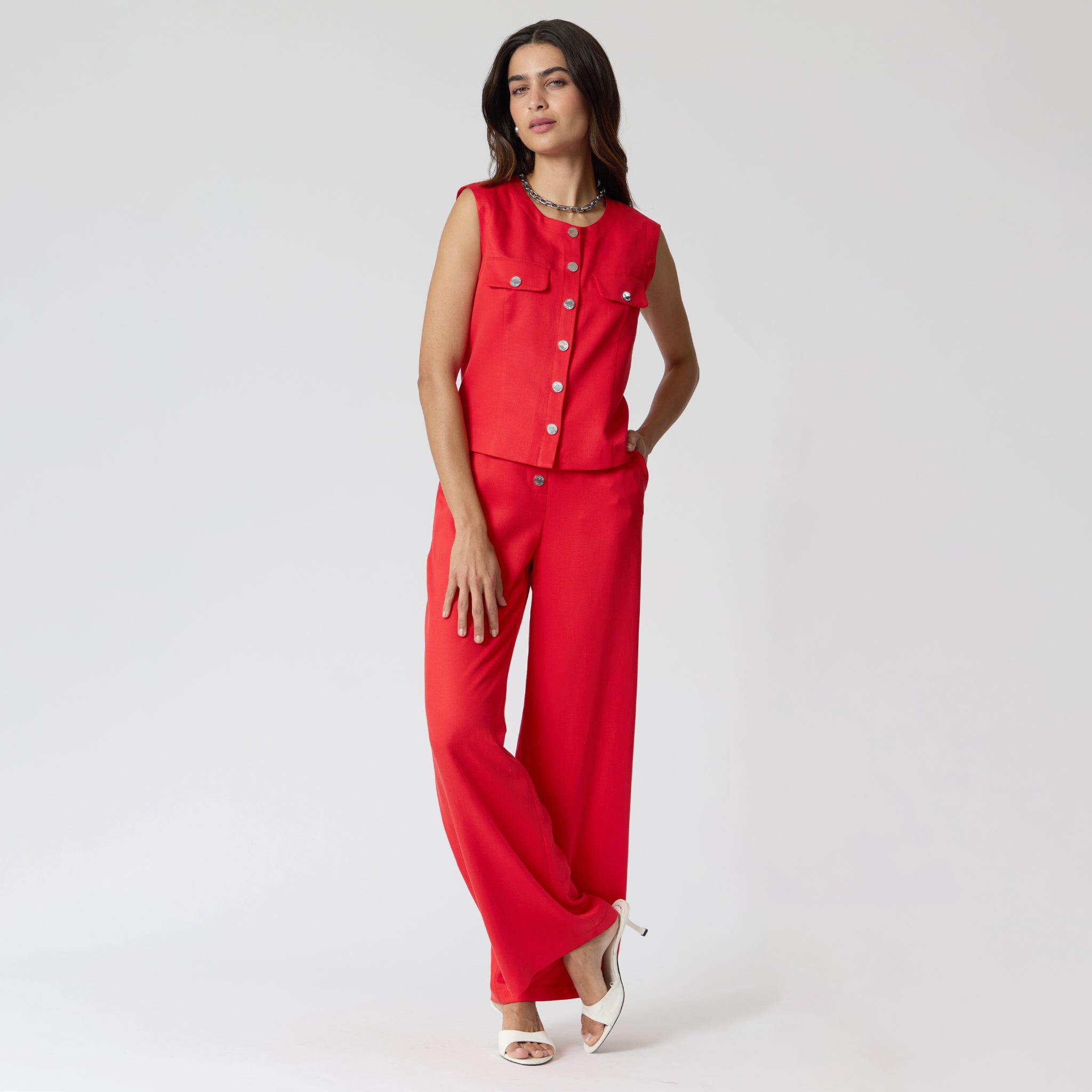 Pantalón Rojo Cintura Alta