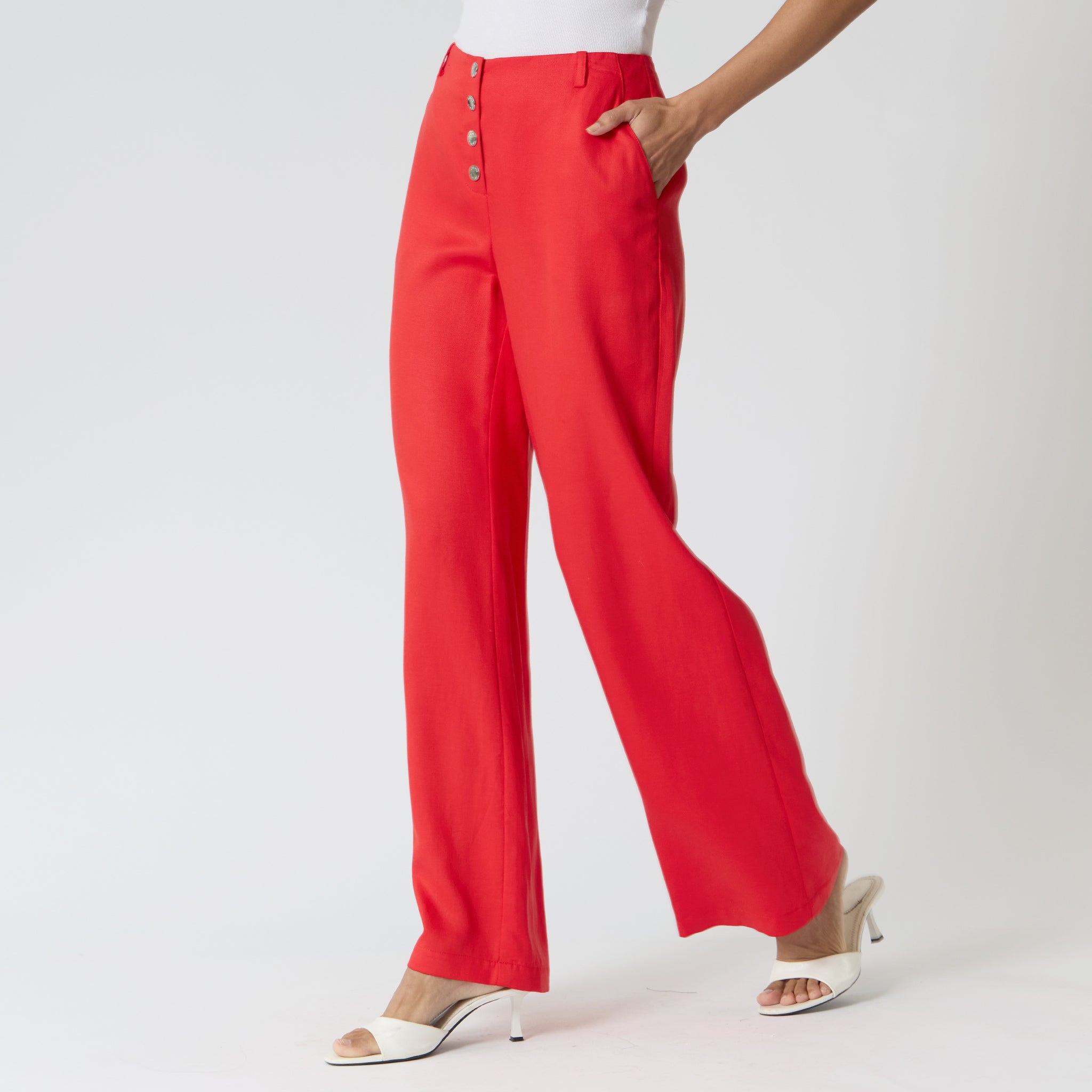 Pantalón Rojo Cintura Alta