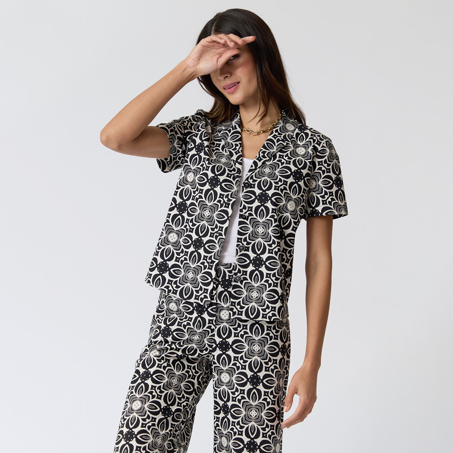 Blusa Negra Estampada