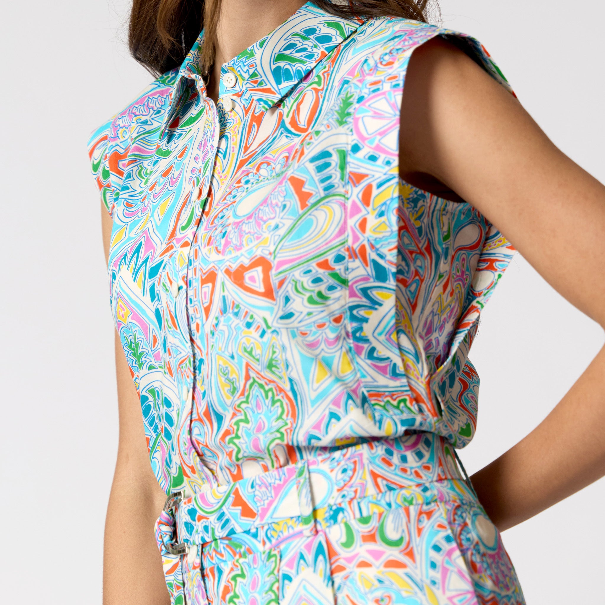 Blusa Azul Estampada