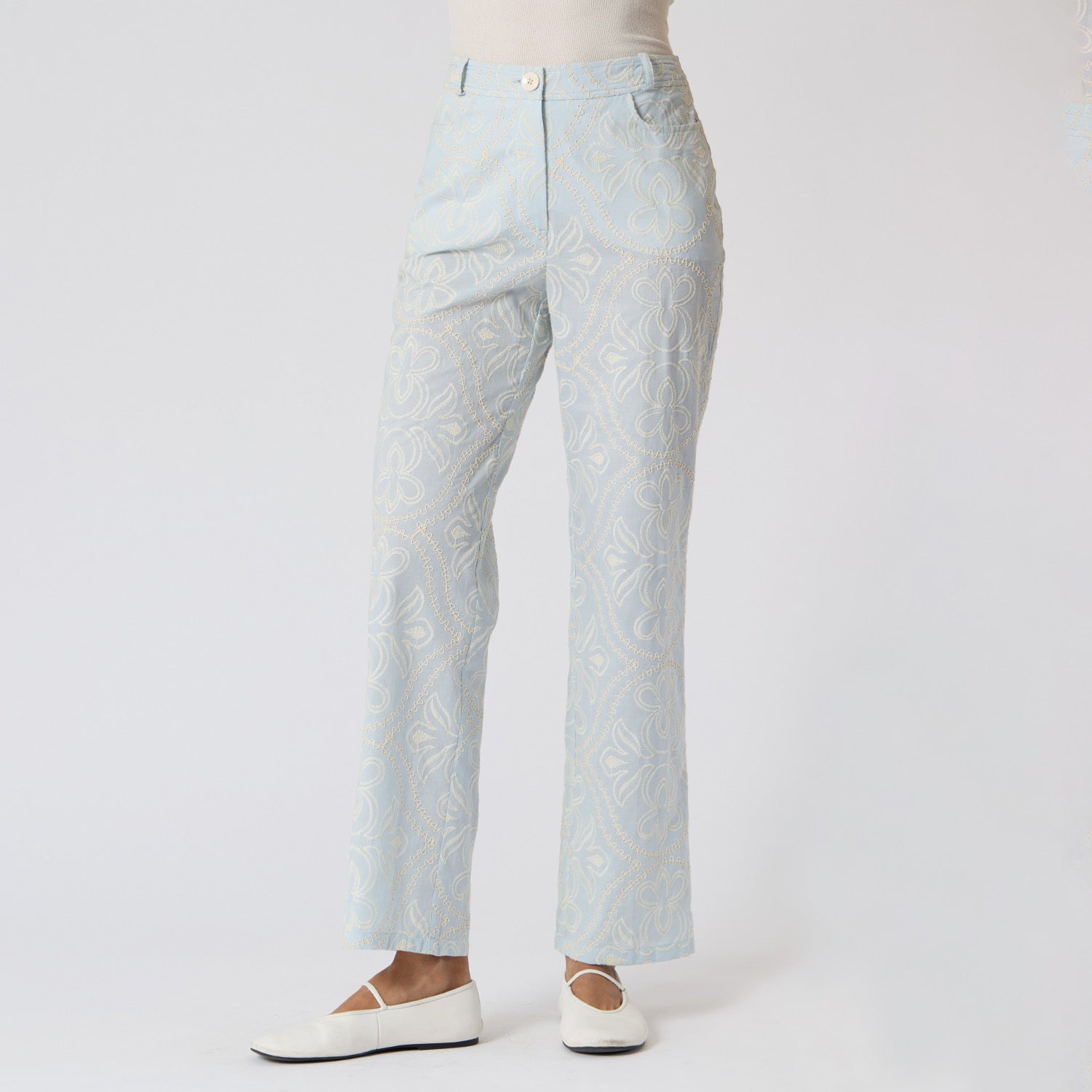 Pantalón Azul Cielo Bordado