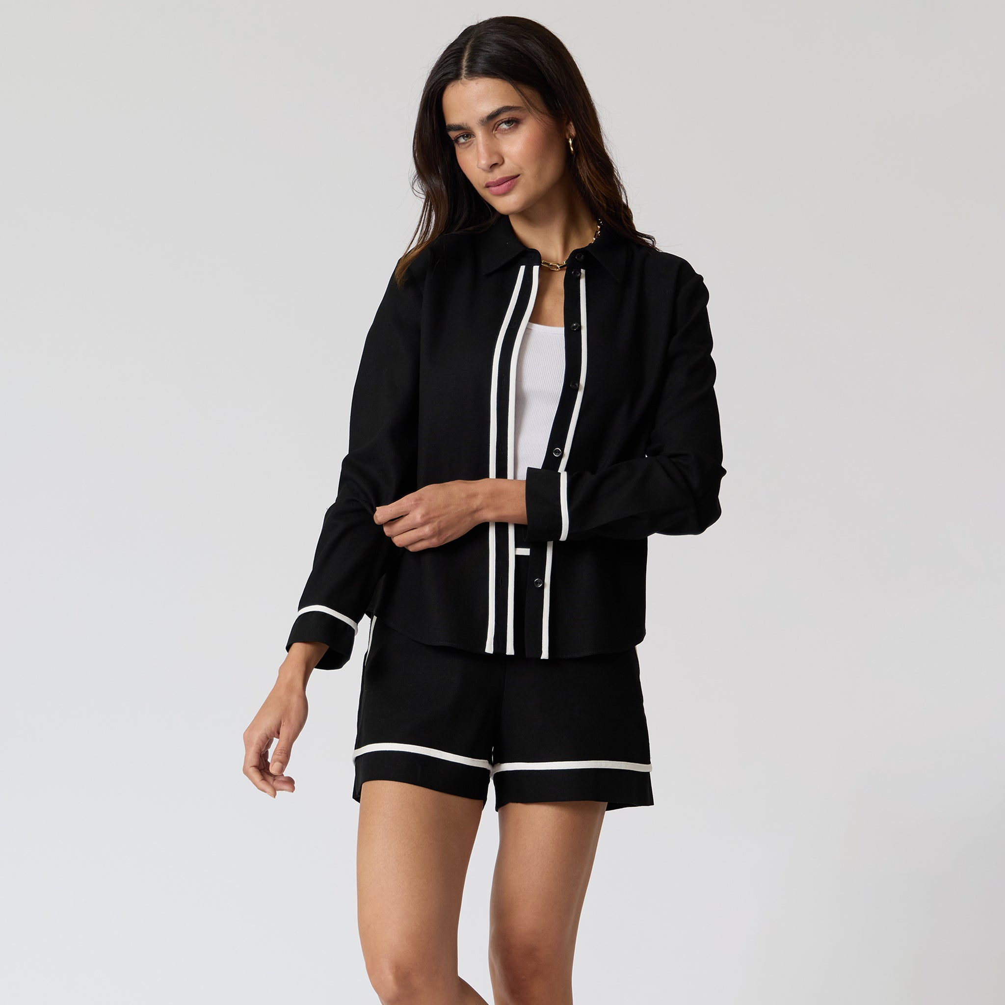 Blusa Negra Bies Blancos