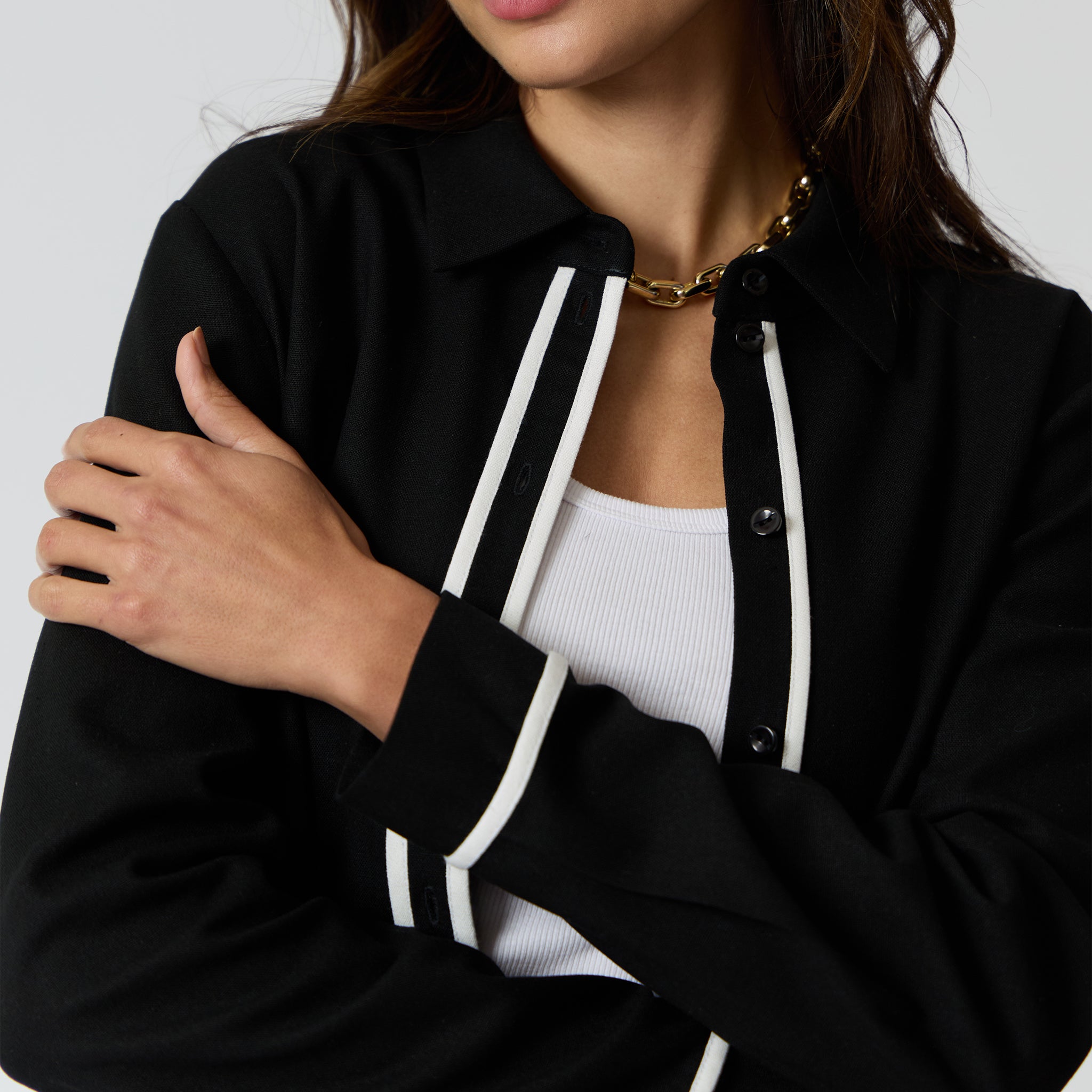 Blusa Negra Bies Blancos