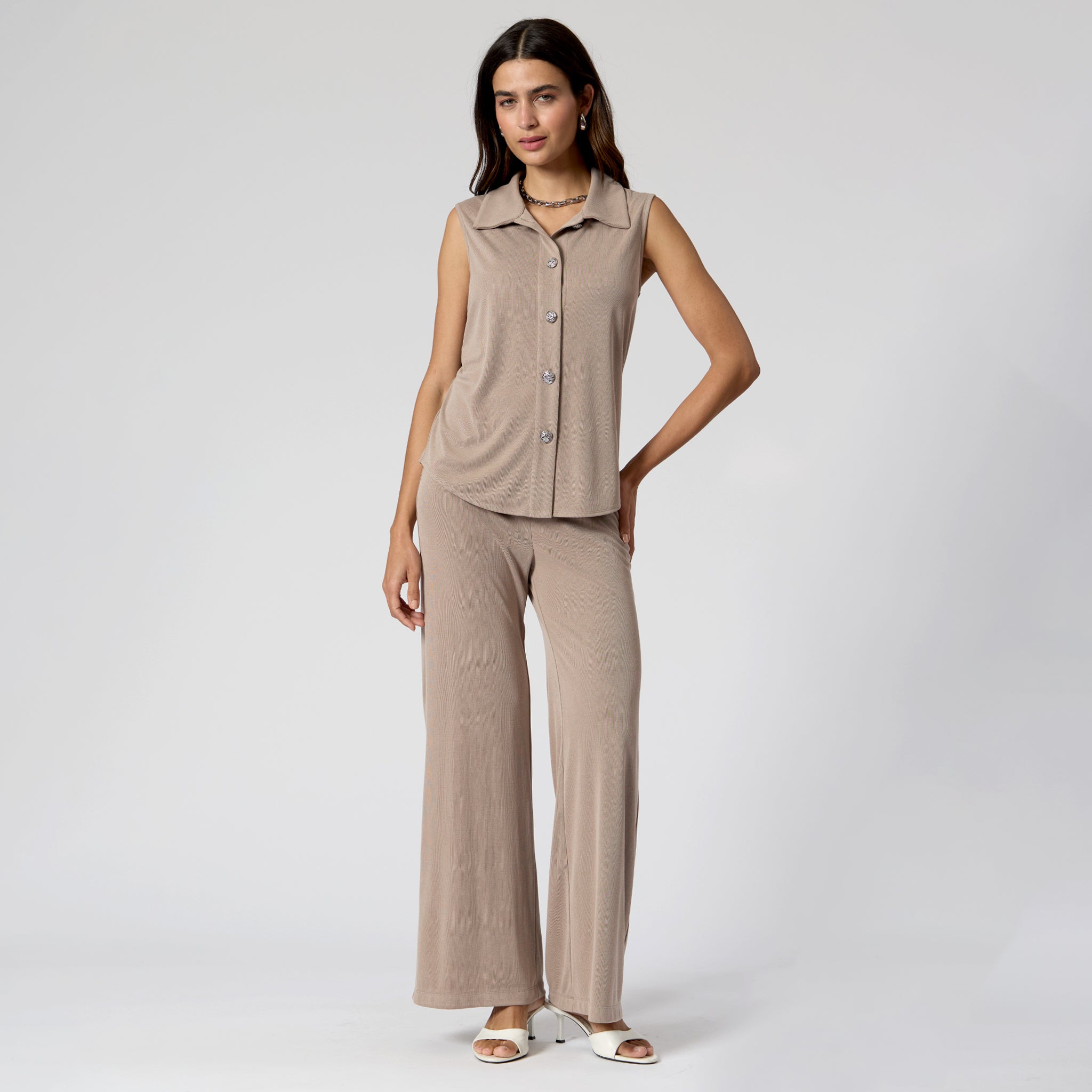 Pantalón Acanalado Beige