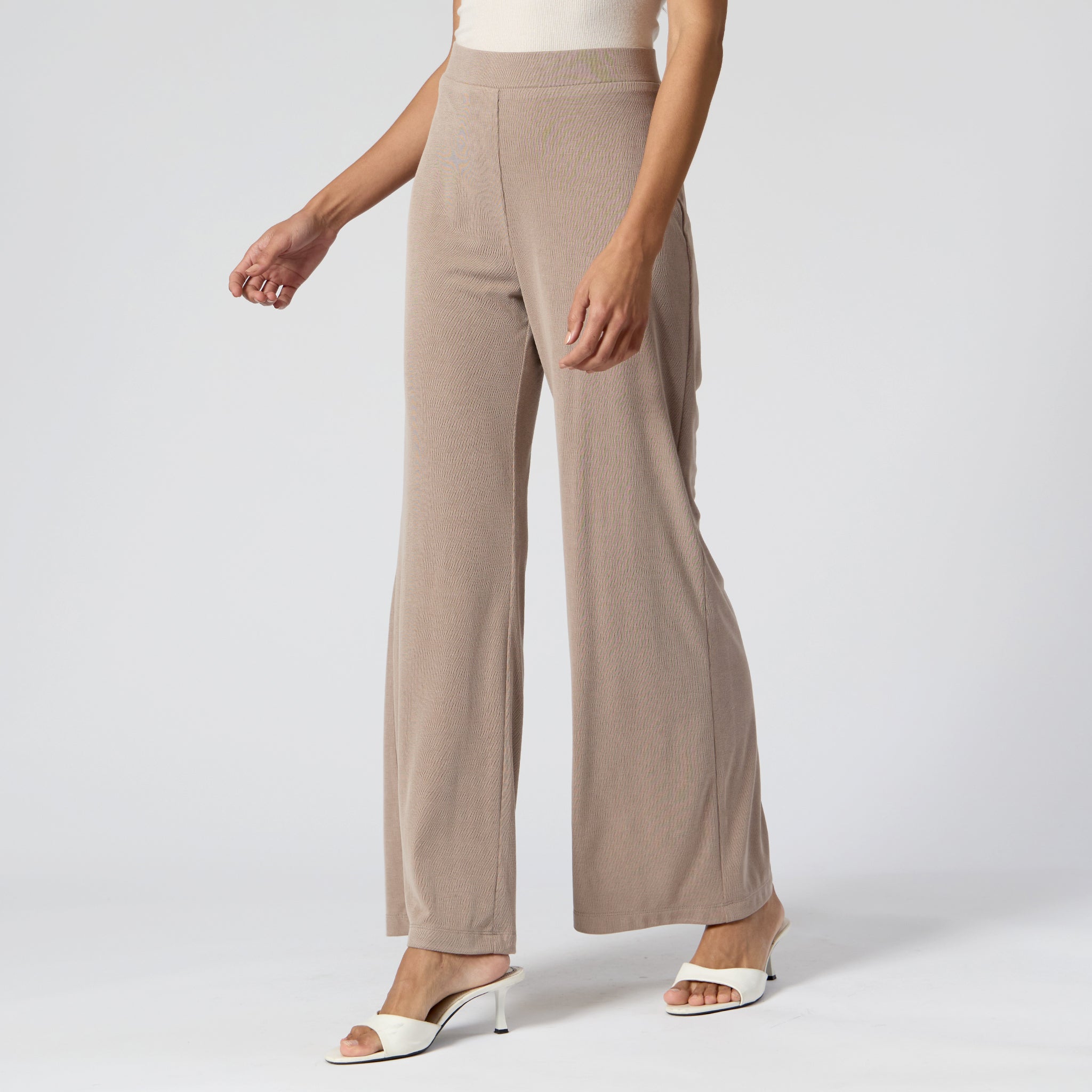 Pantalón Acanalado Beige