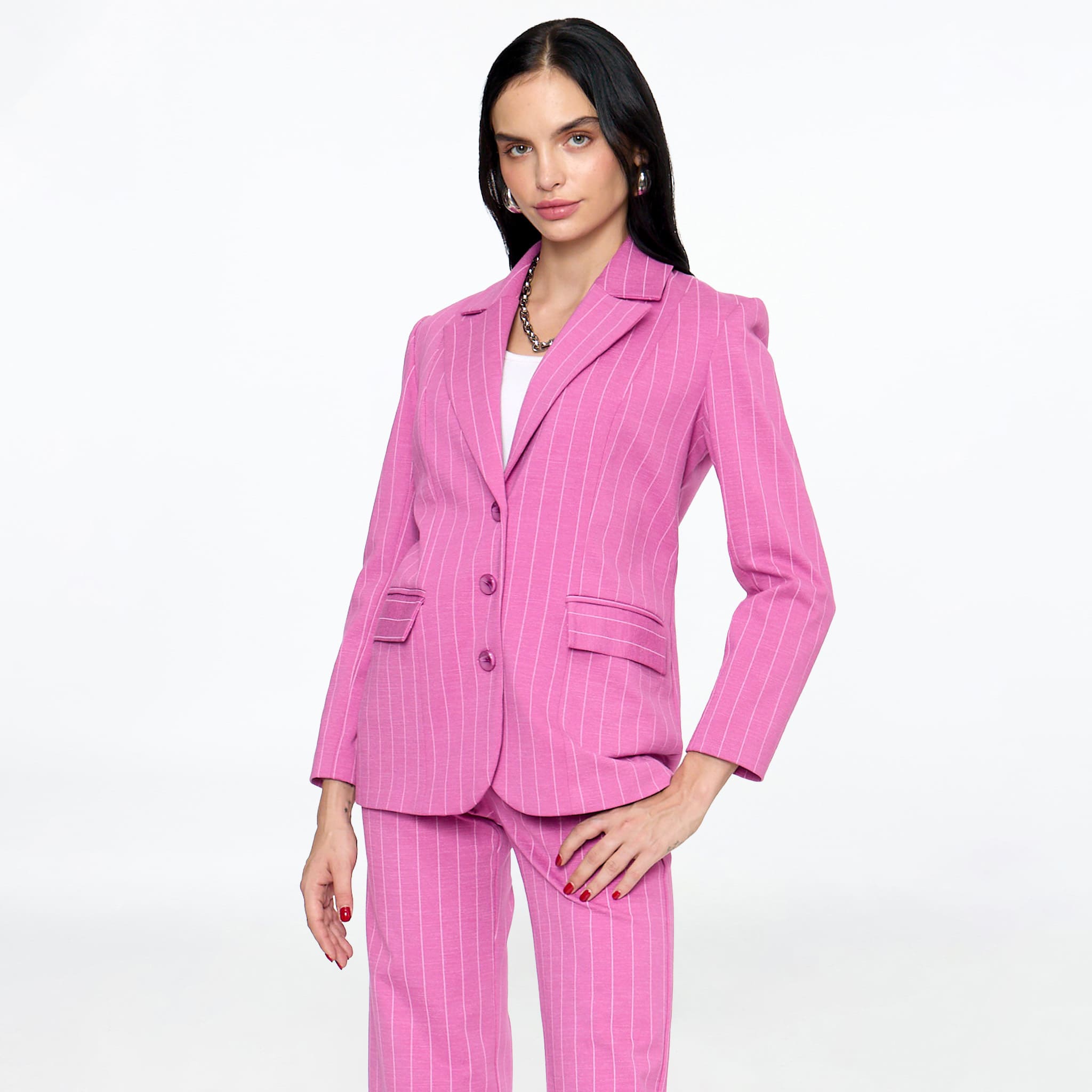 Saco en rayas rosa