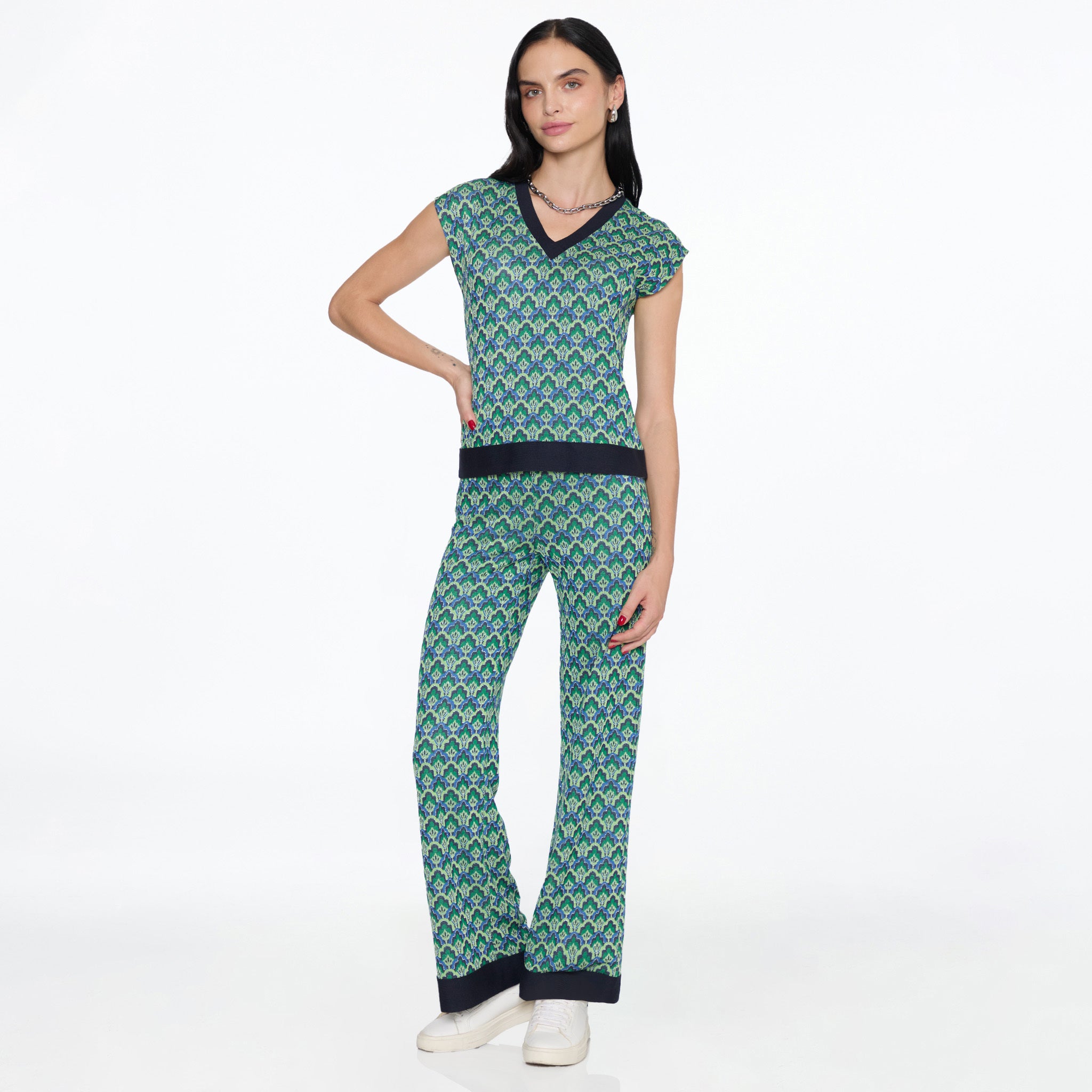 Blusa verde estampada