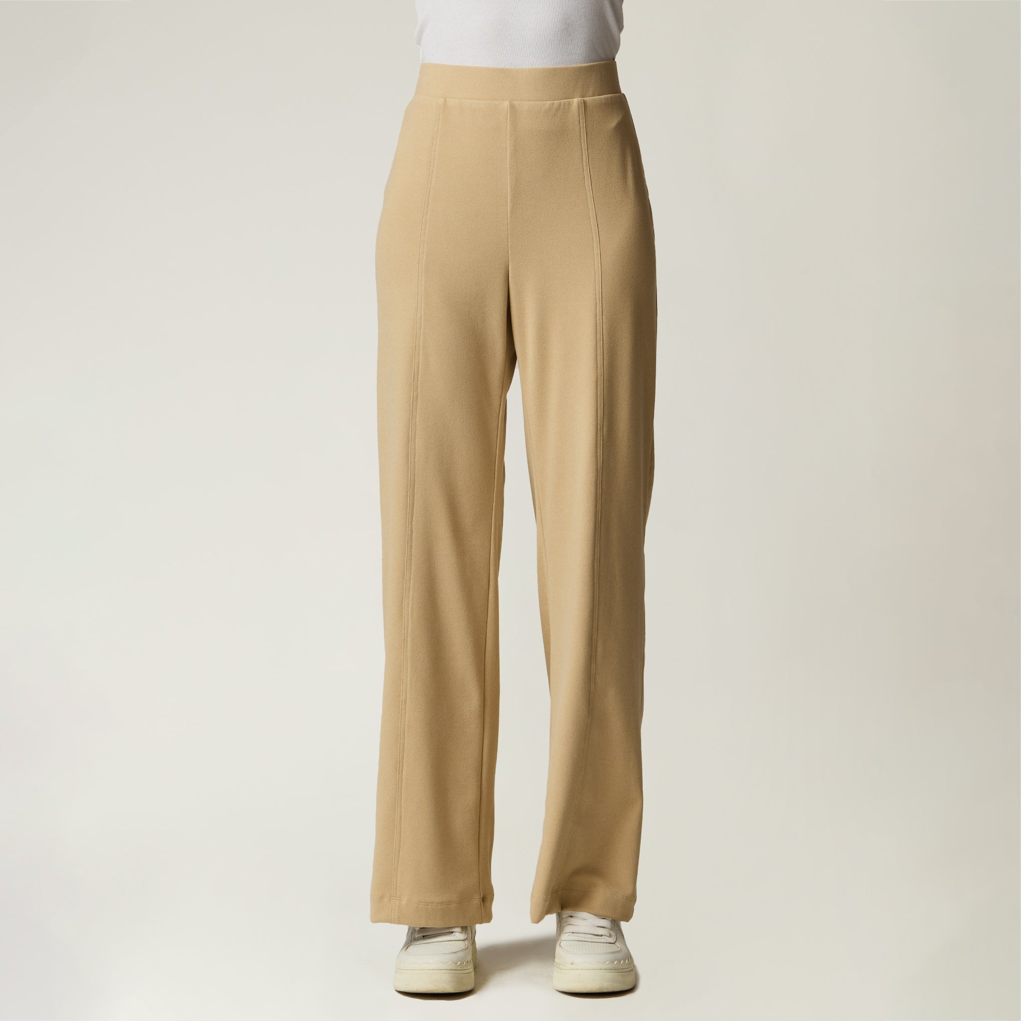 Pantalón Beige Alforzas Frente