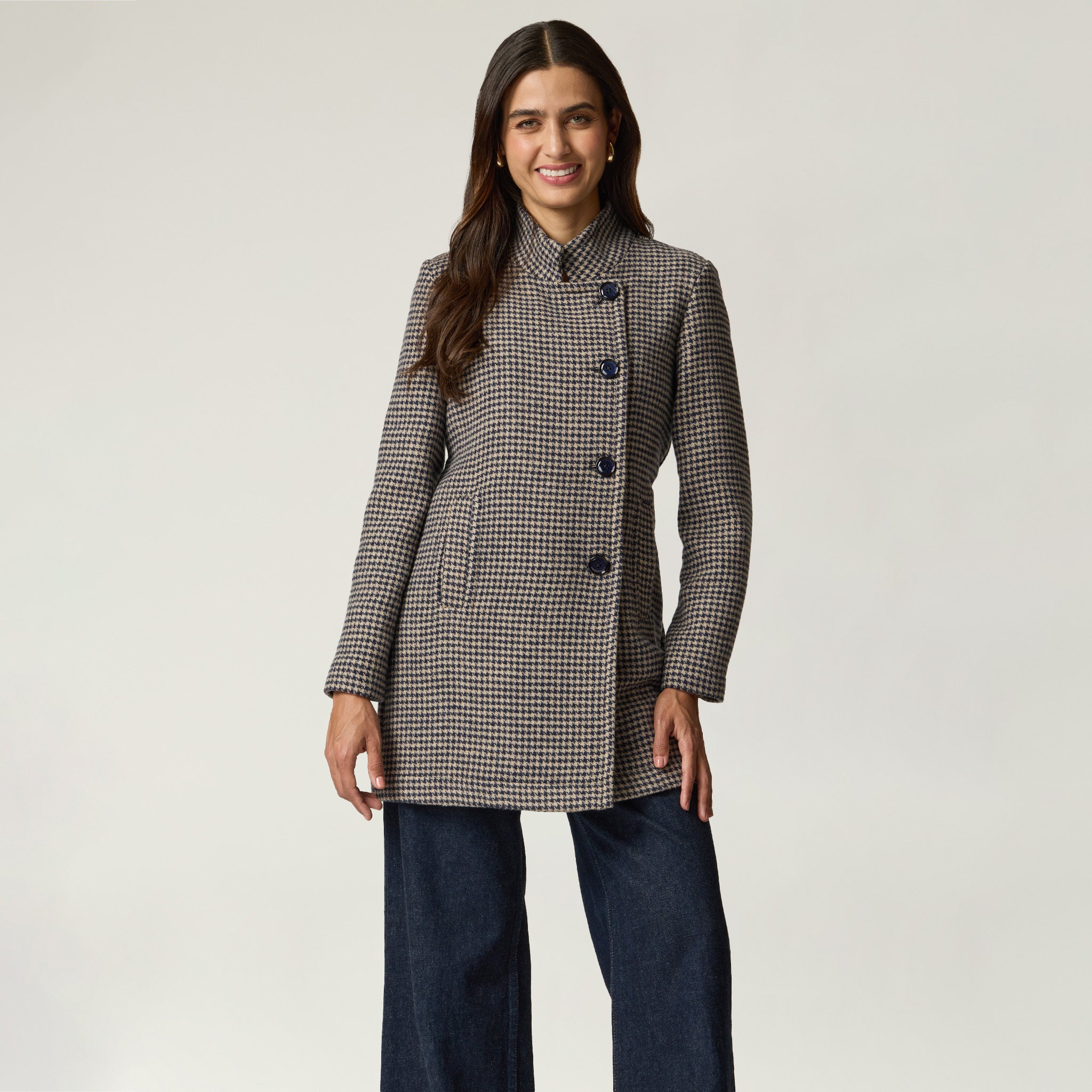 Abrigo Doble Cruce Marino Mujer