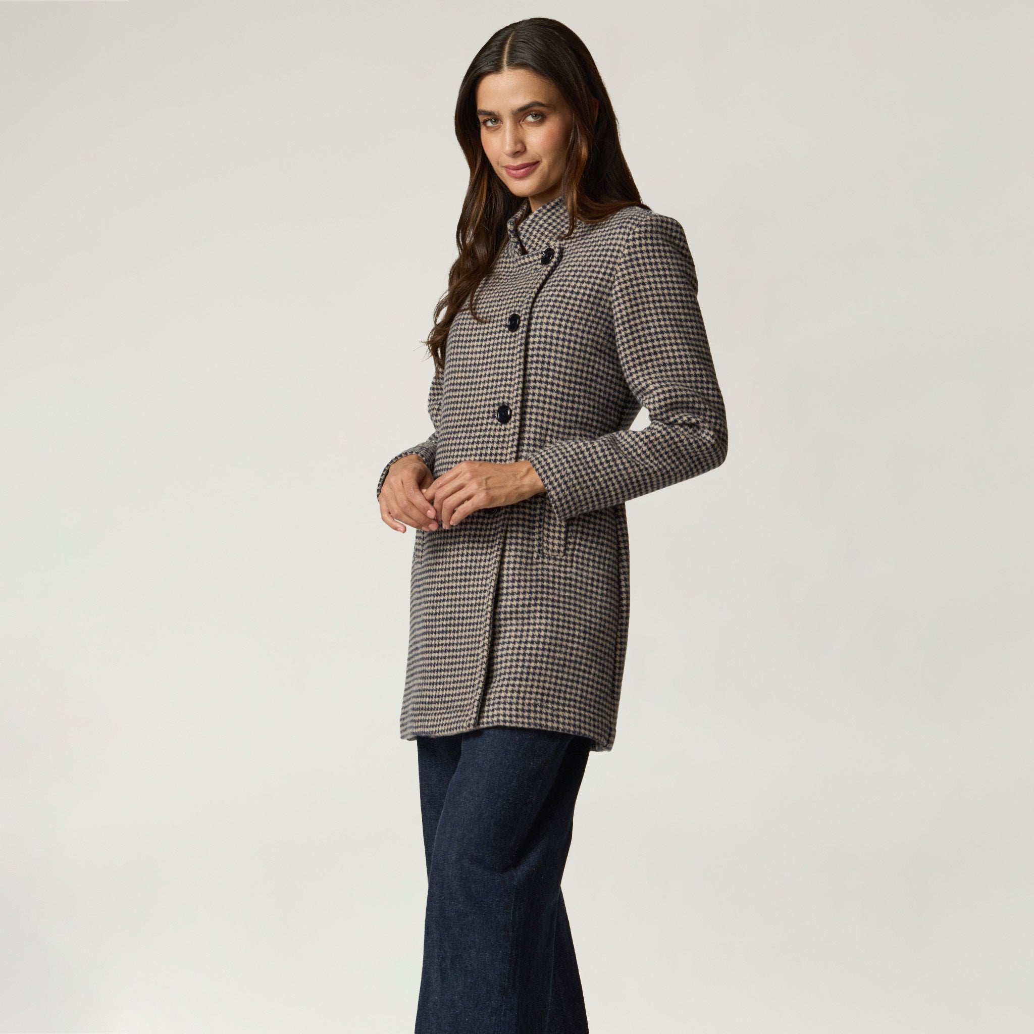 Abrigo Doble Cruce Marino Mujer