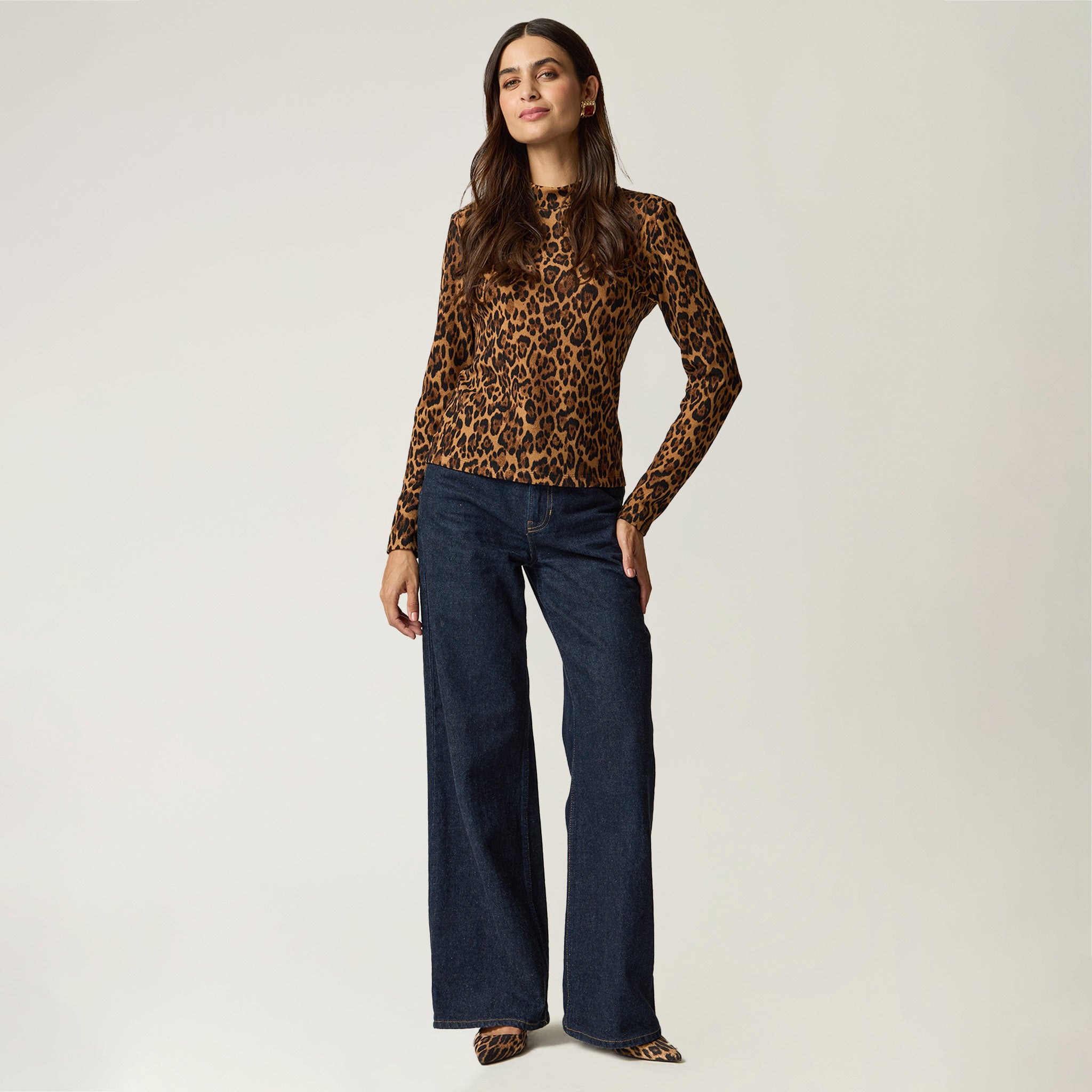 Blusa Animal Print para mujer Cuello Alto