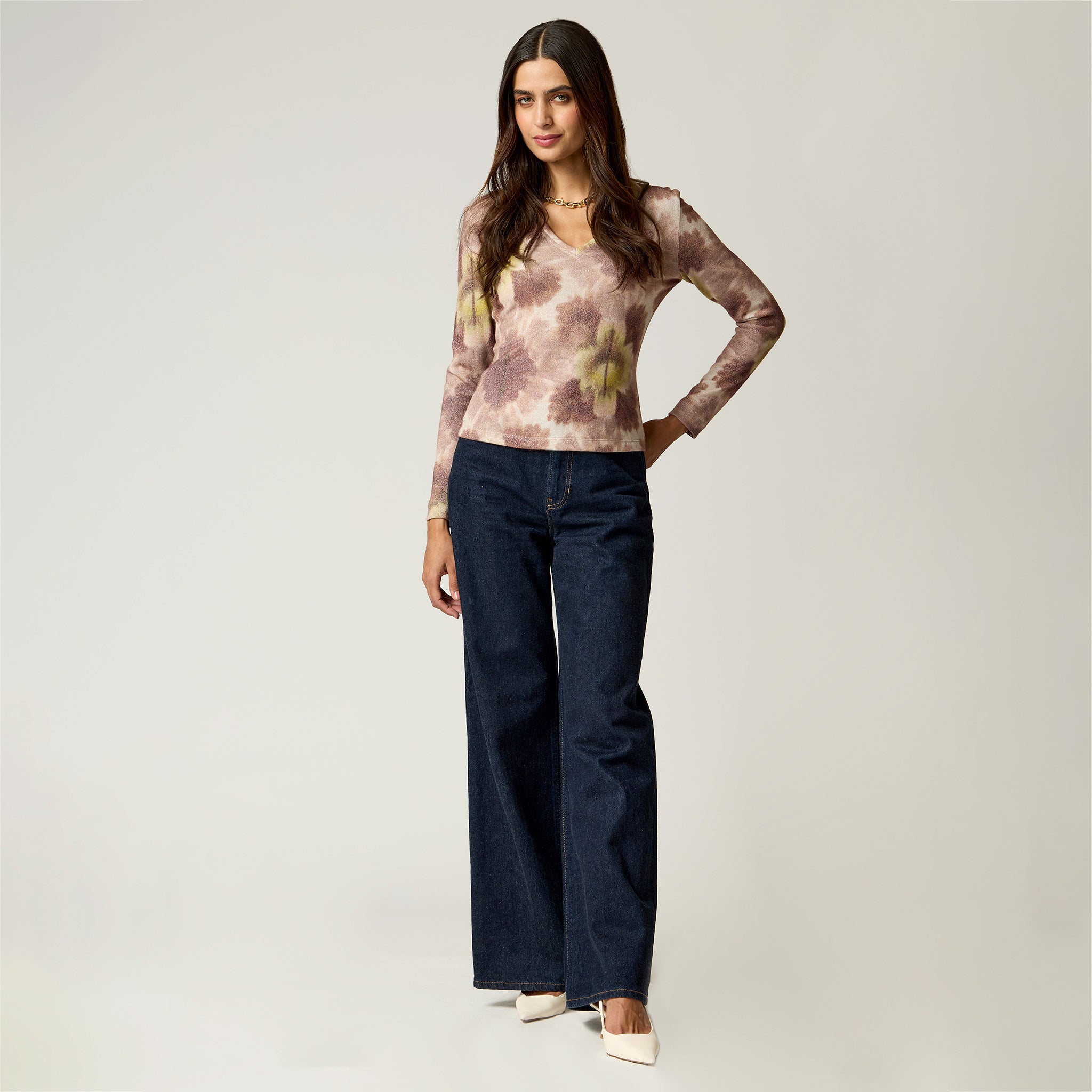 Blusa Estampada mujer Beige