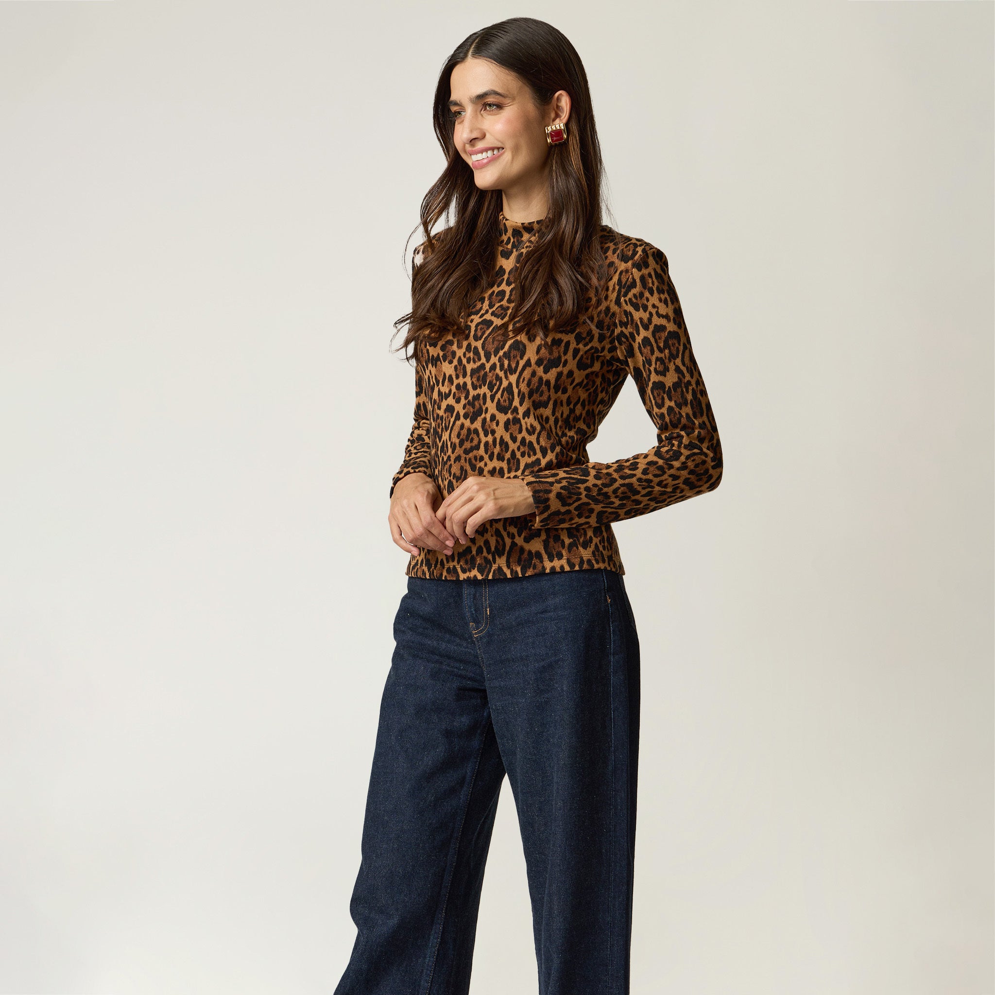 Blusa Animal Print para mujer Cuello Alto