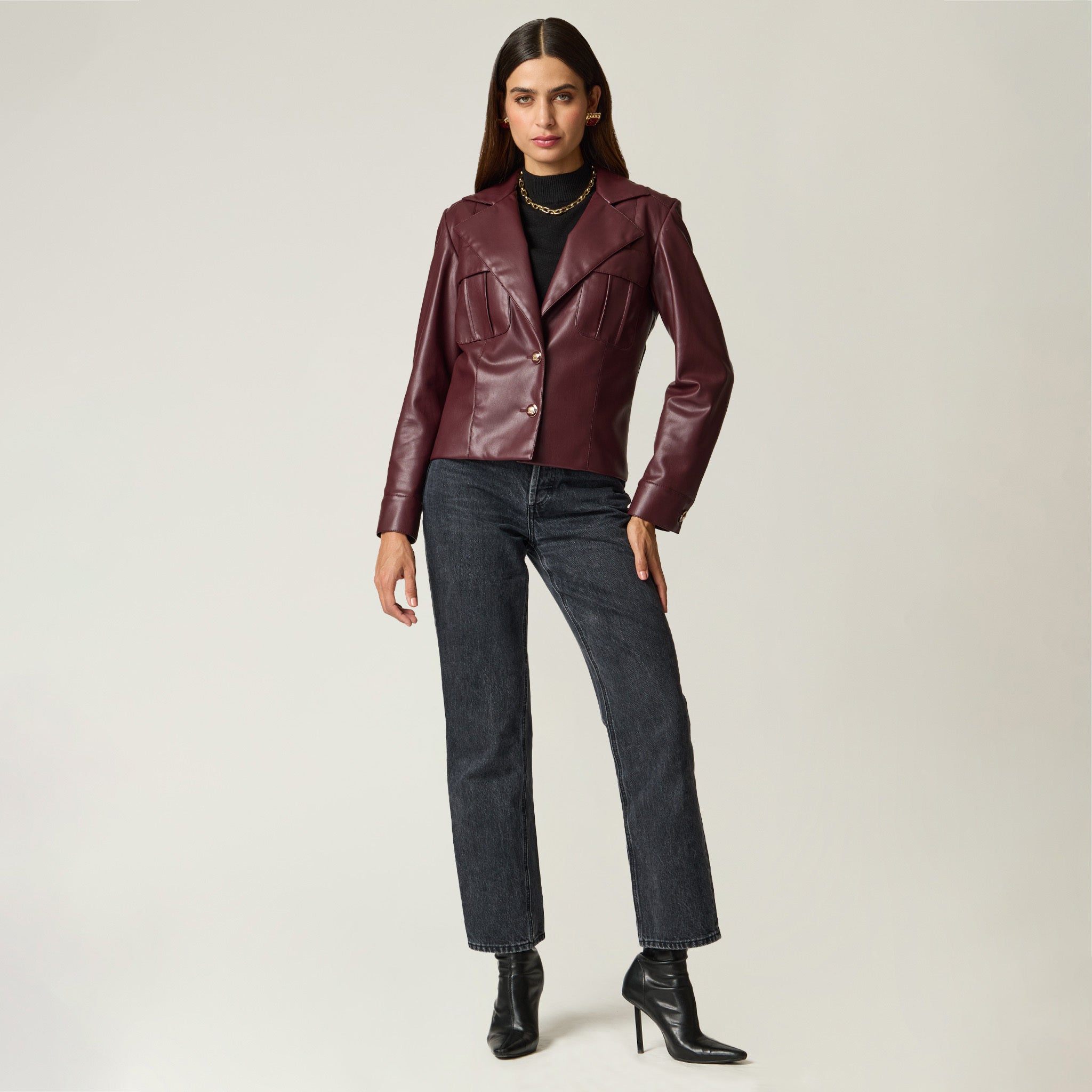 Chamarra Vino para mujer Tacto Piel
