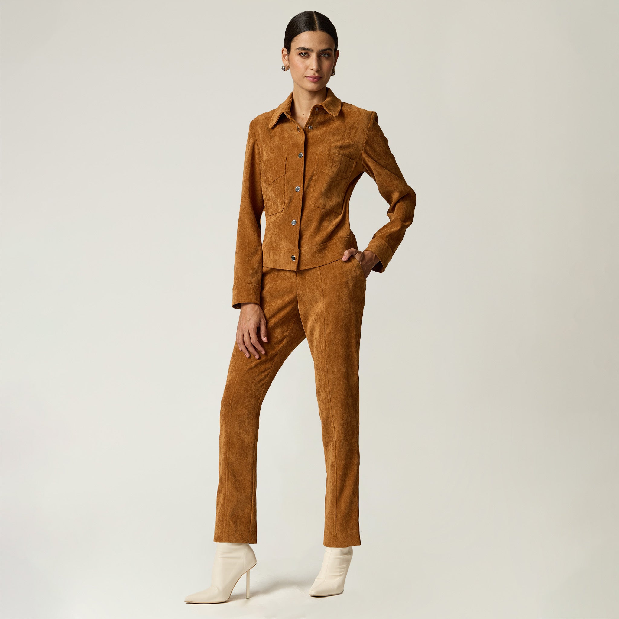 Chamarra Camel Mujer Gamuza