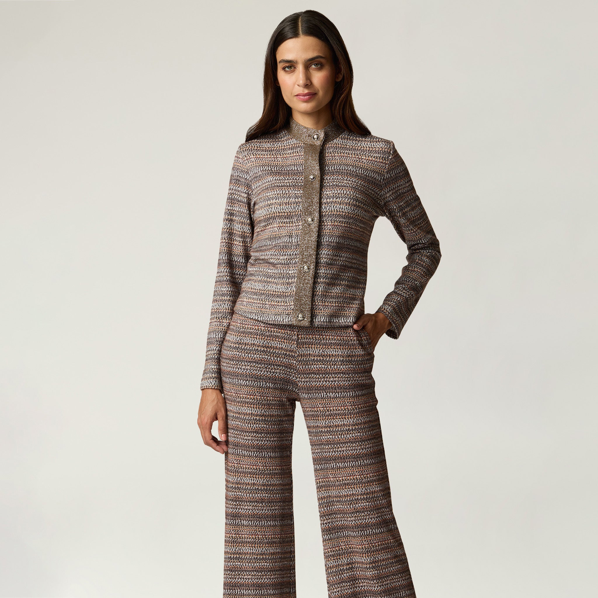 Suéter Café Estampado con Lurex Mujer