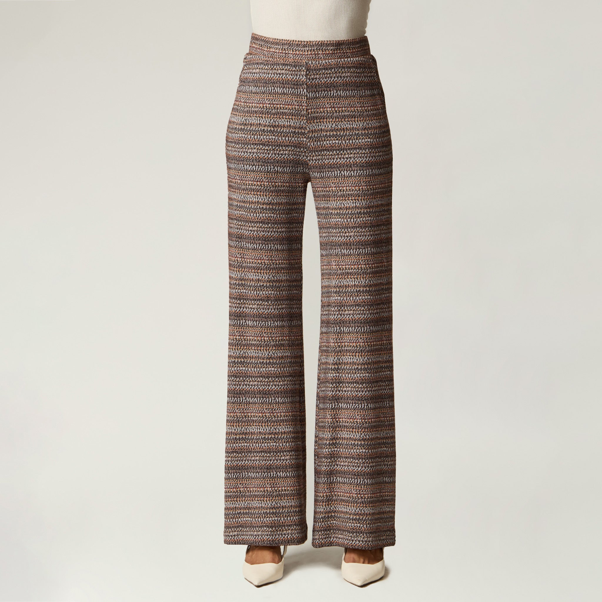 Pantalón Café Estampado con Lurex Mujer