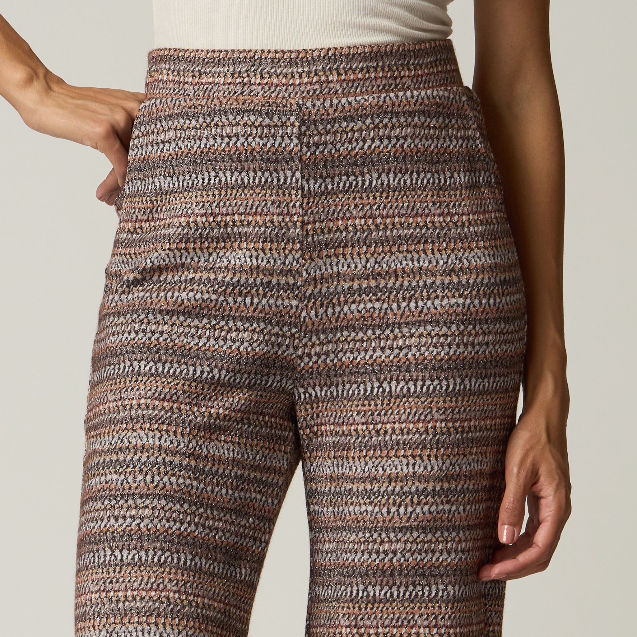 Pantalón Café Estampado con Lurex Mujer