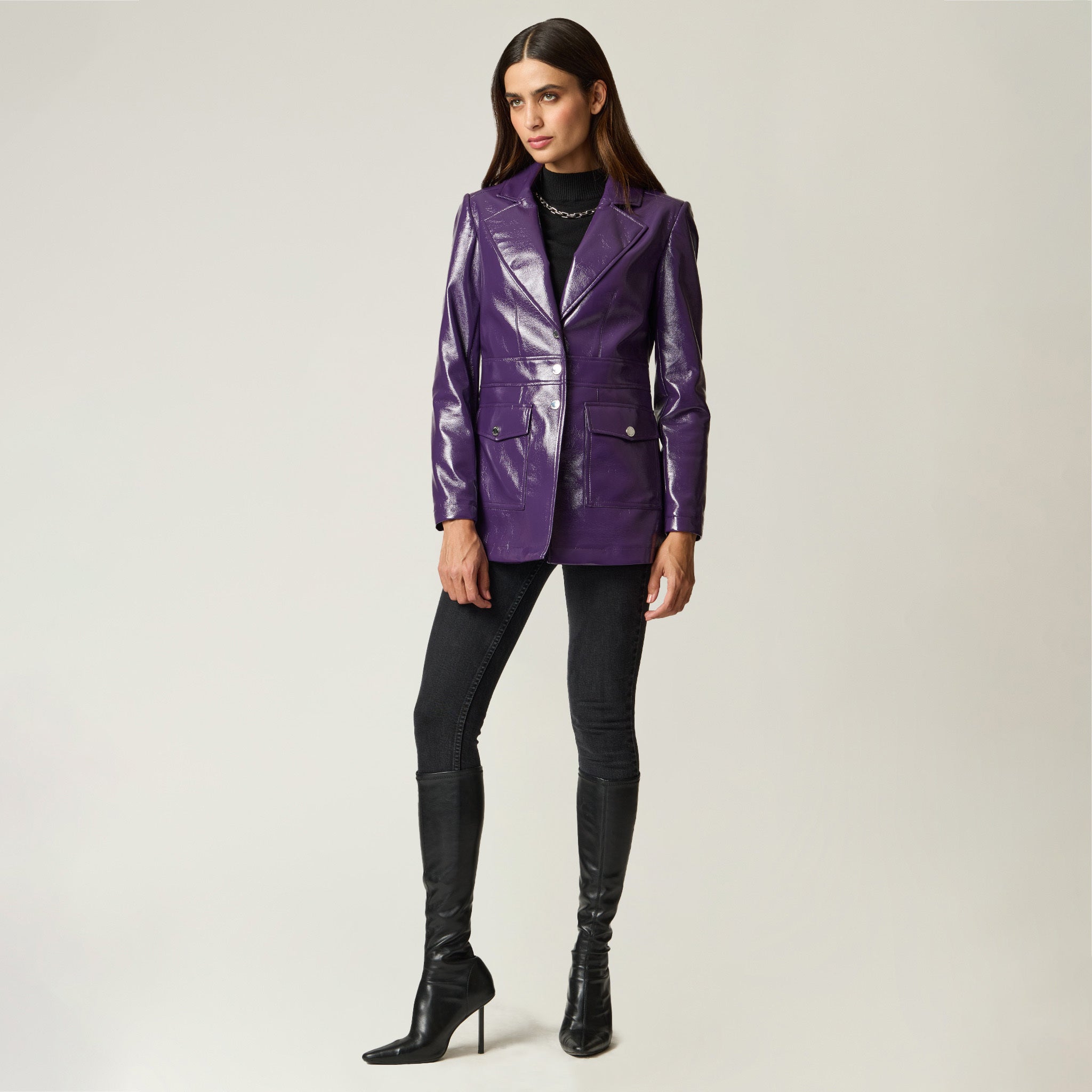 Chamarra Morado Tacto Piel para mujer