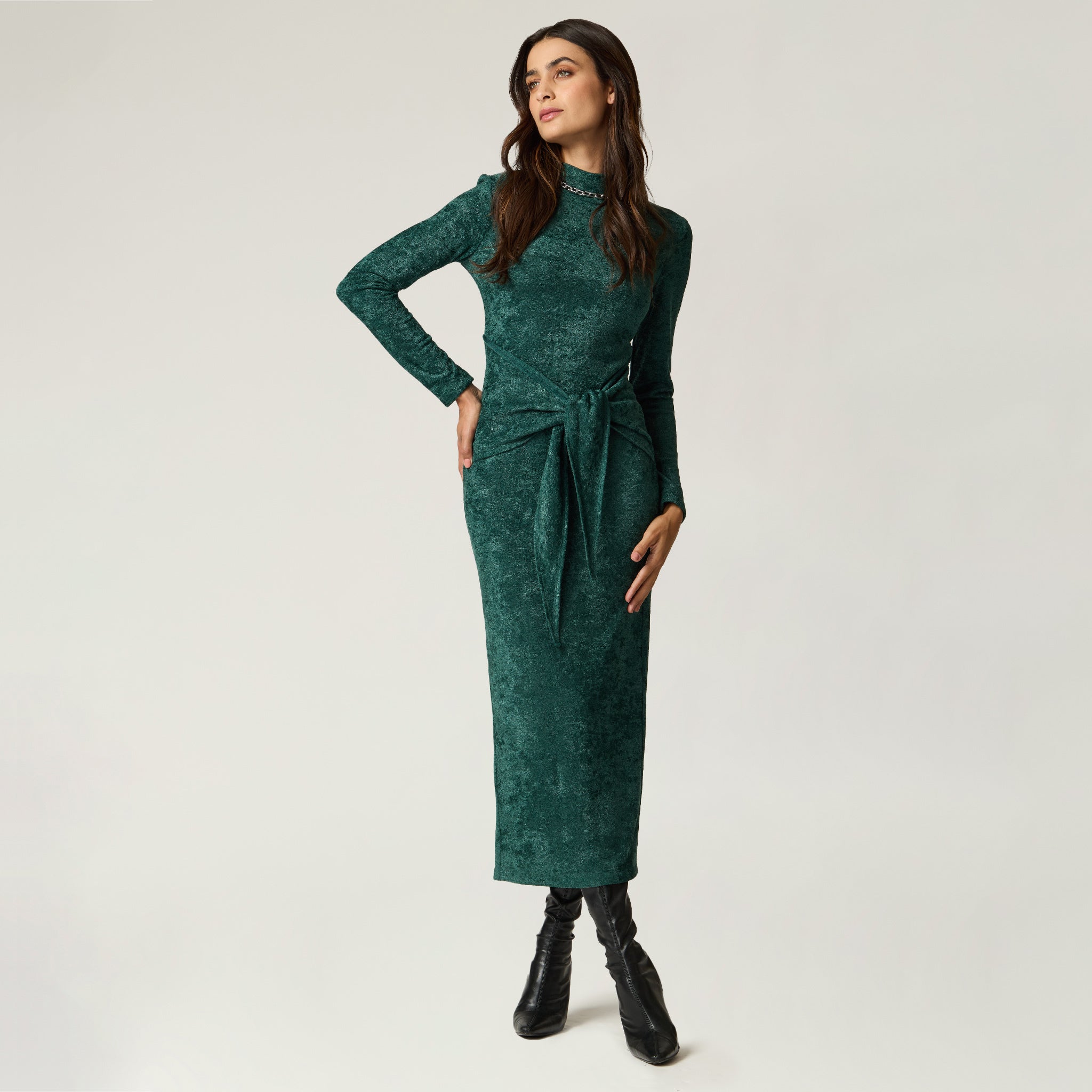 Vestido Verde Terciopelo Mujer