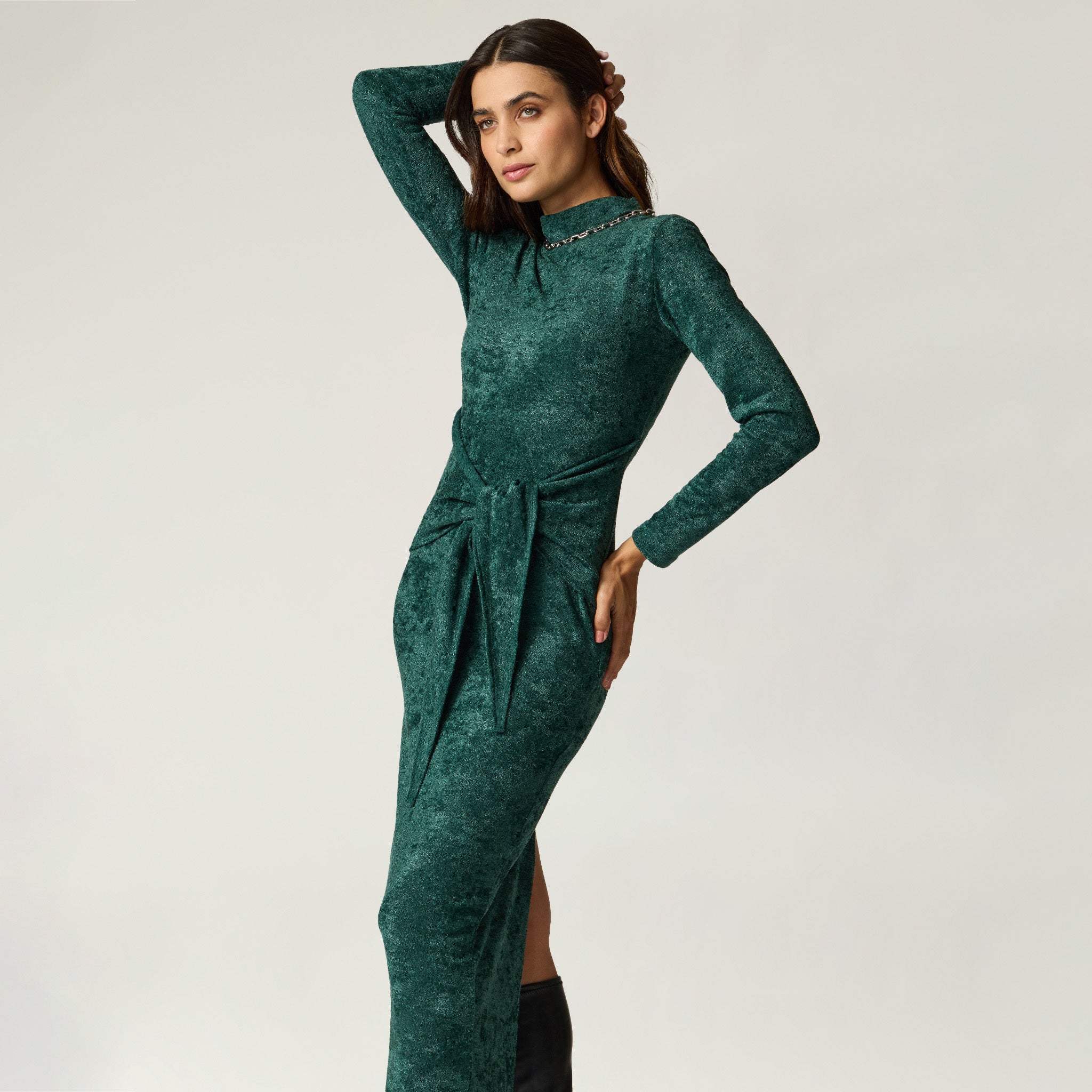 Vestido Verde Terciopelo Mujer