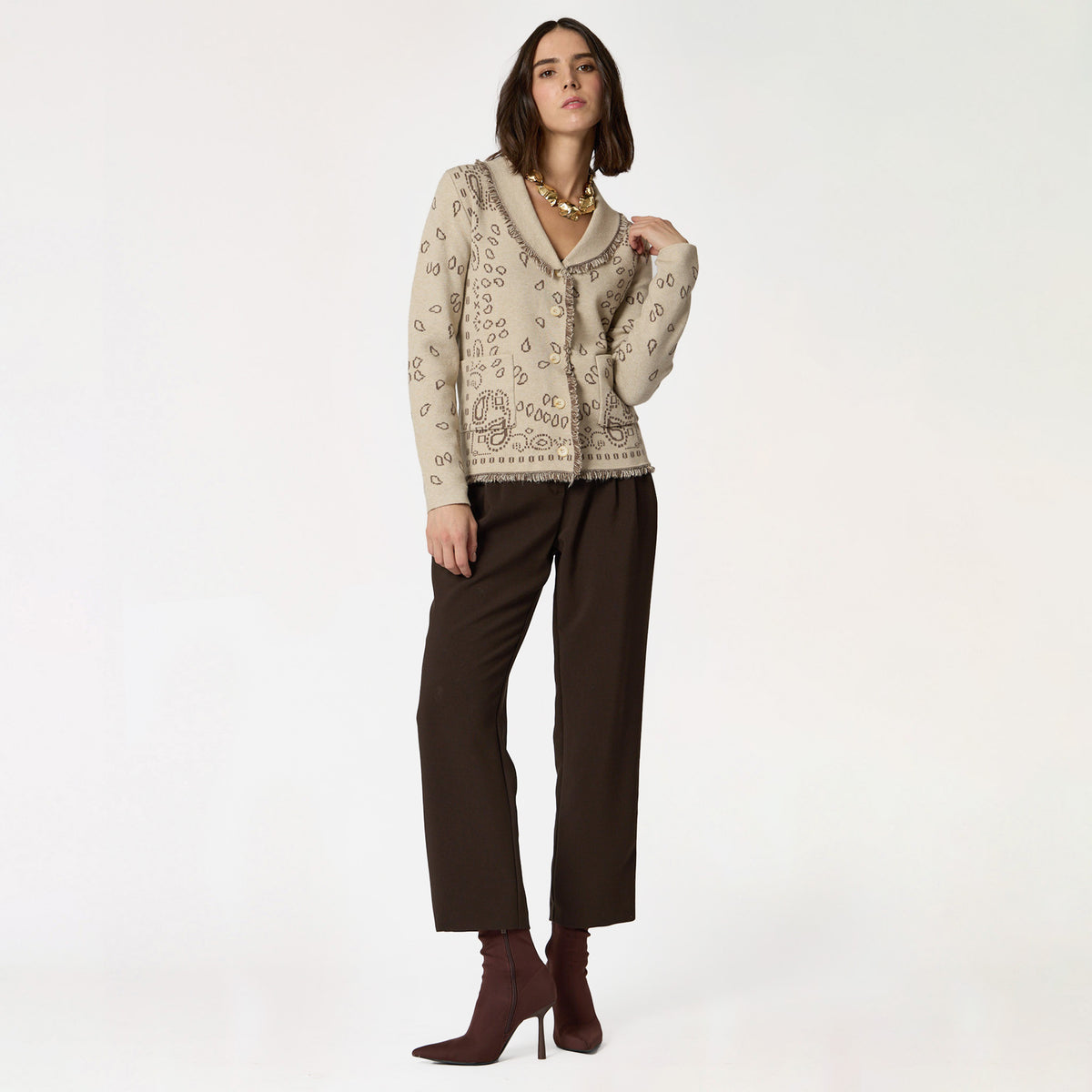 Suéter Beige Estampado