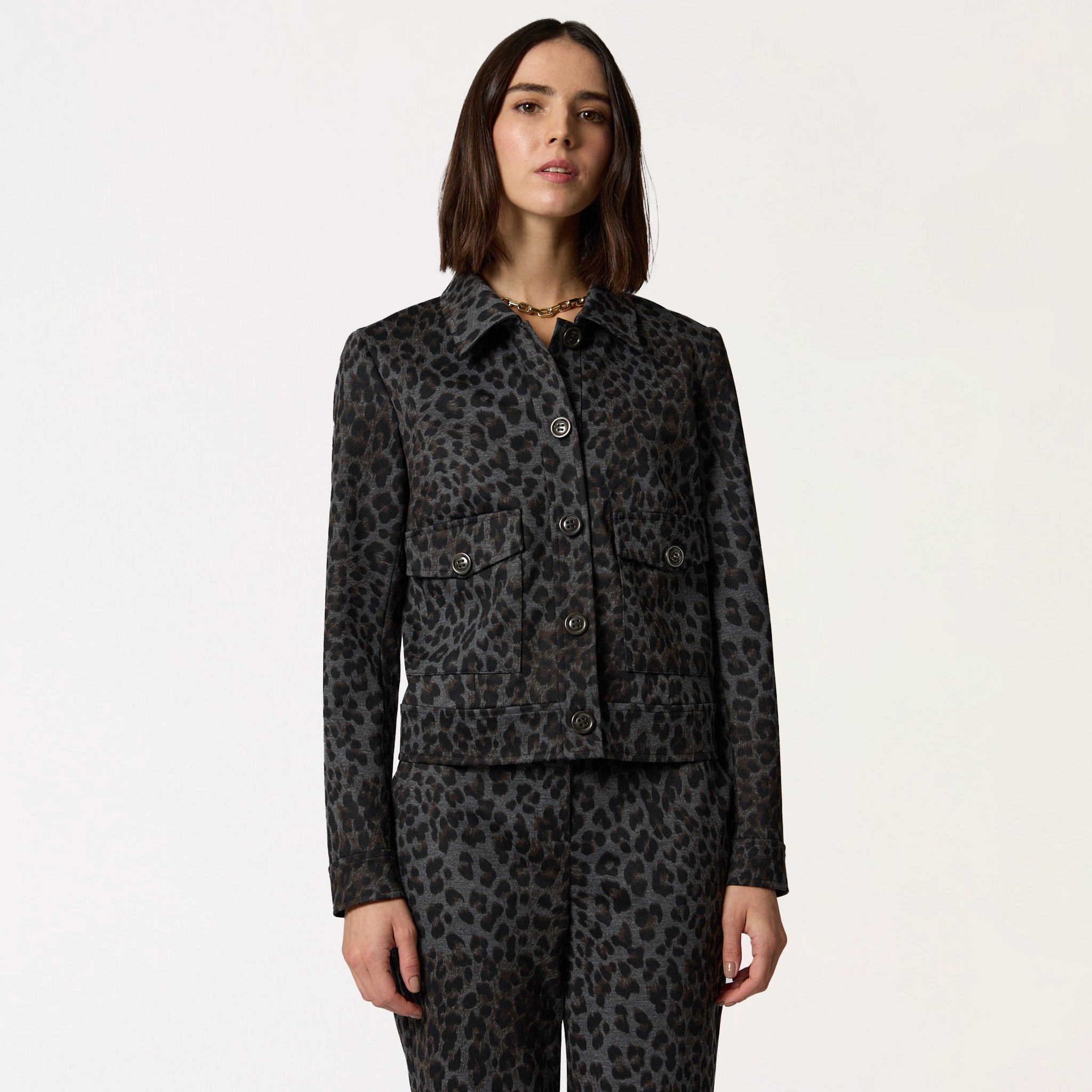 Chamarra Gris Animal Print