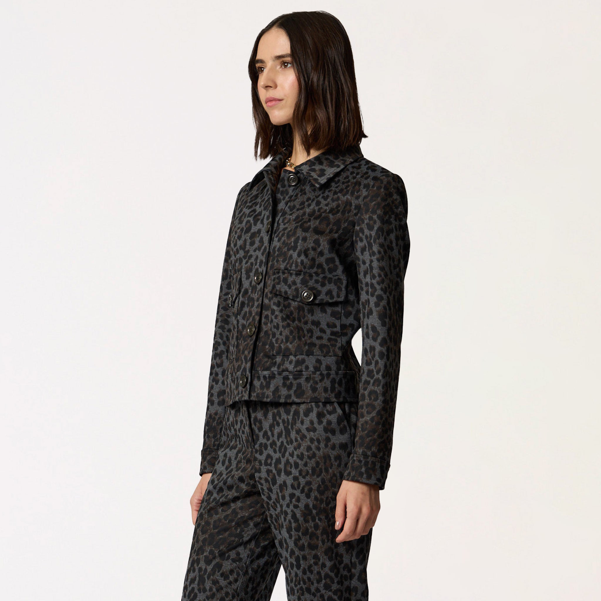 Chamarra Gris Animal Print