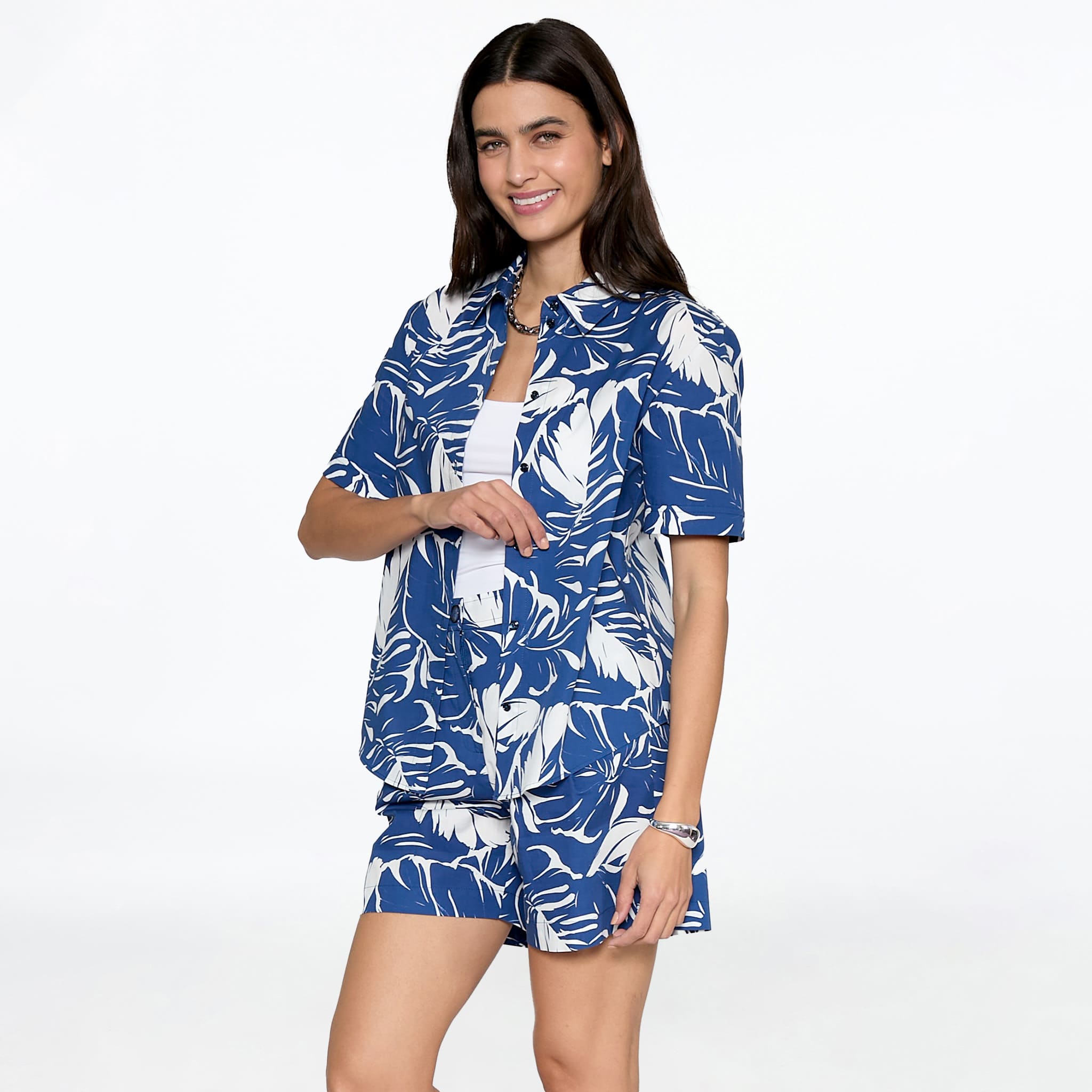 Blusa azul estampada