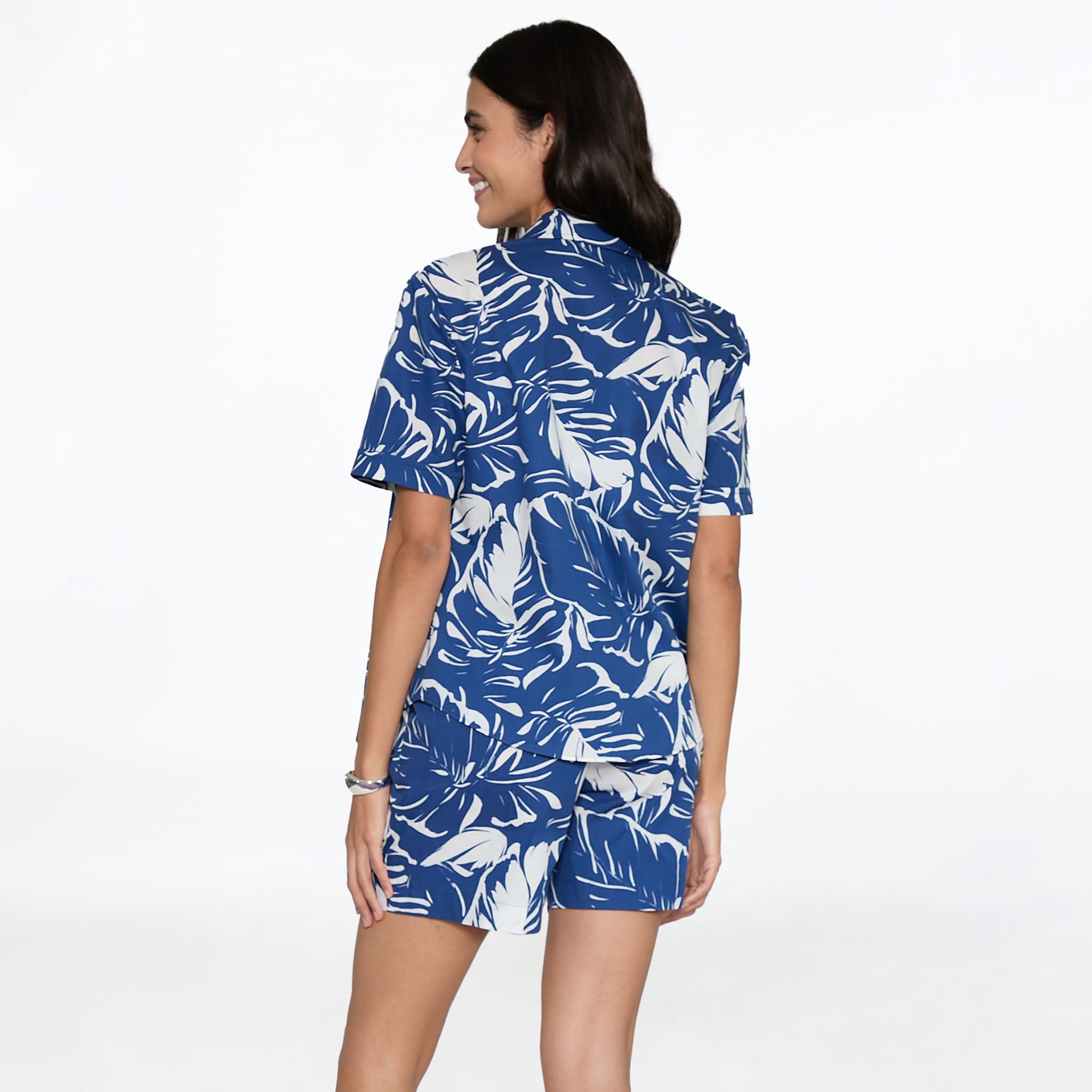 Blusa azul estampada