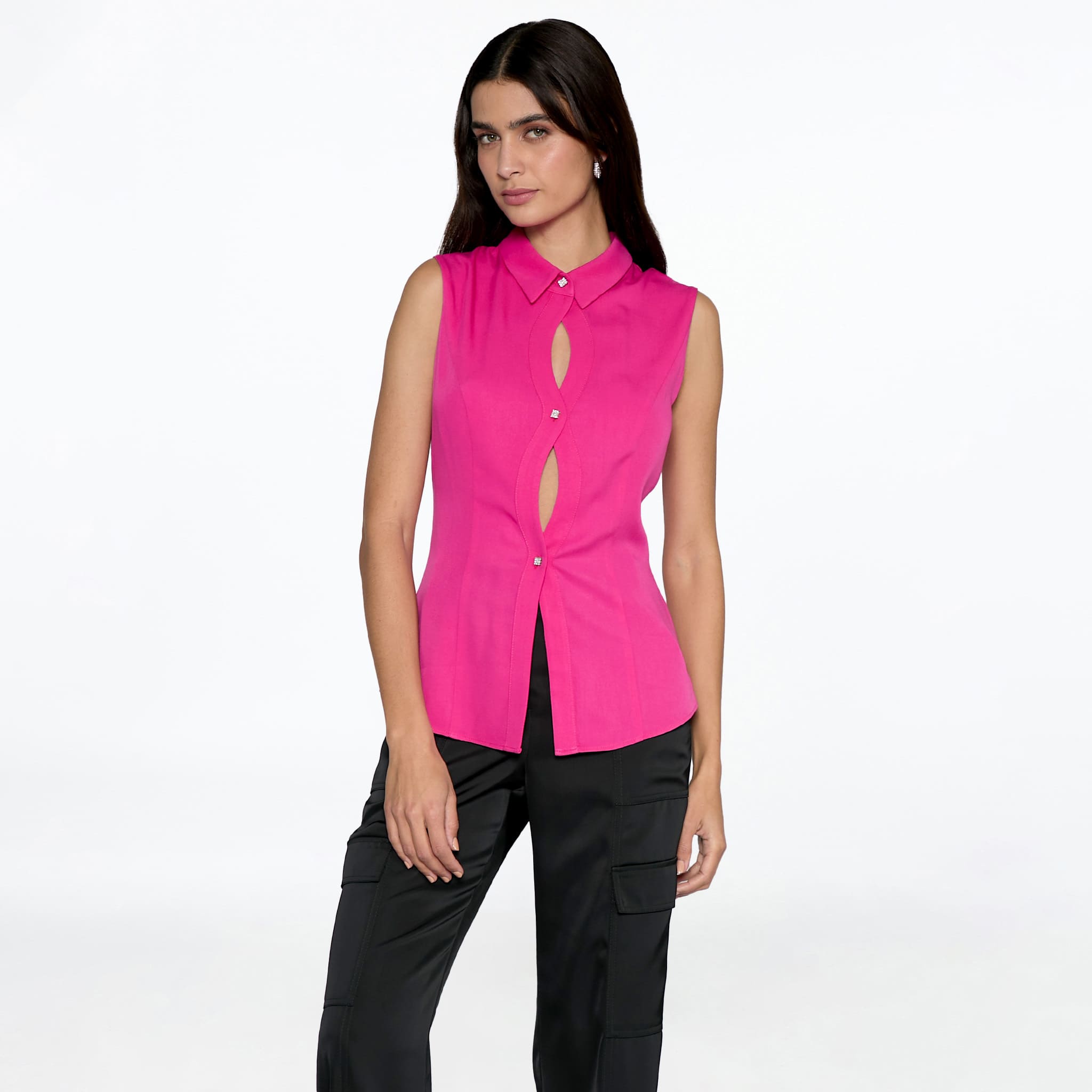 Blusa fucsia con gotas al frente