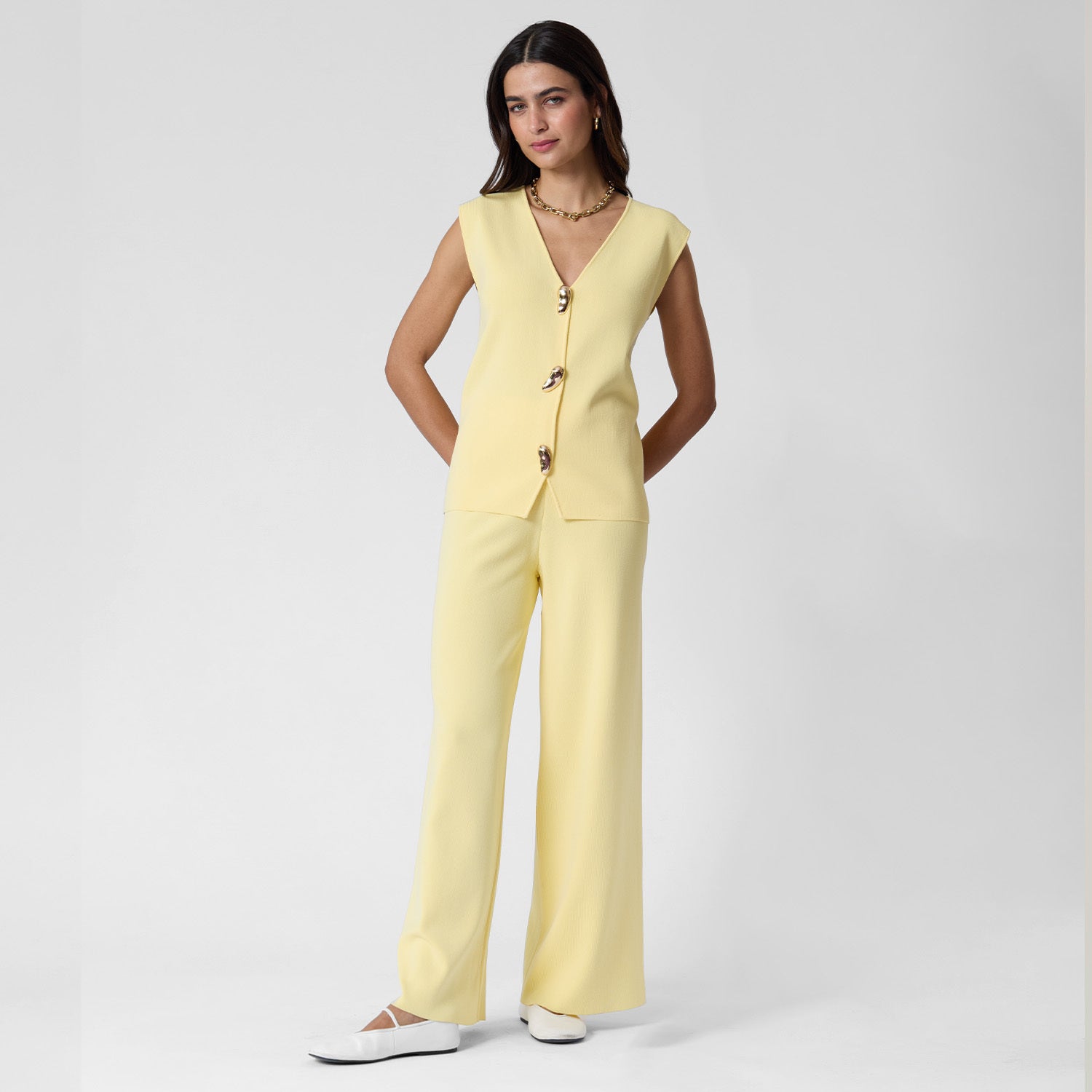 Pantalón de Punto Amarillo