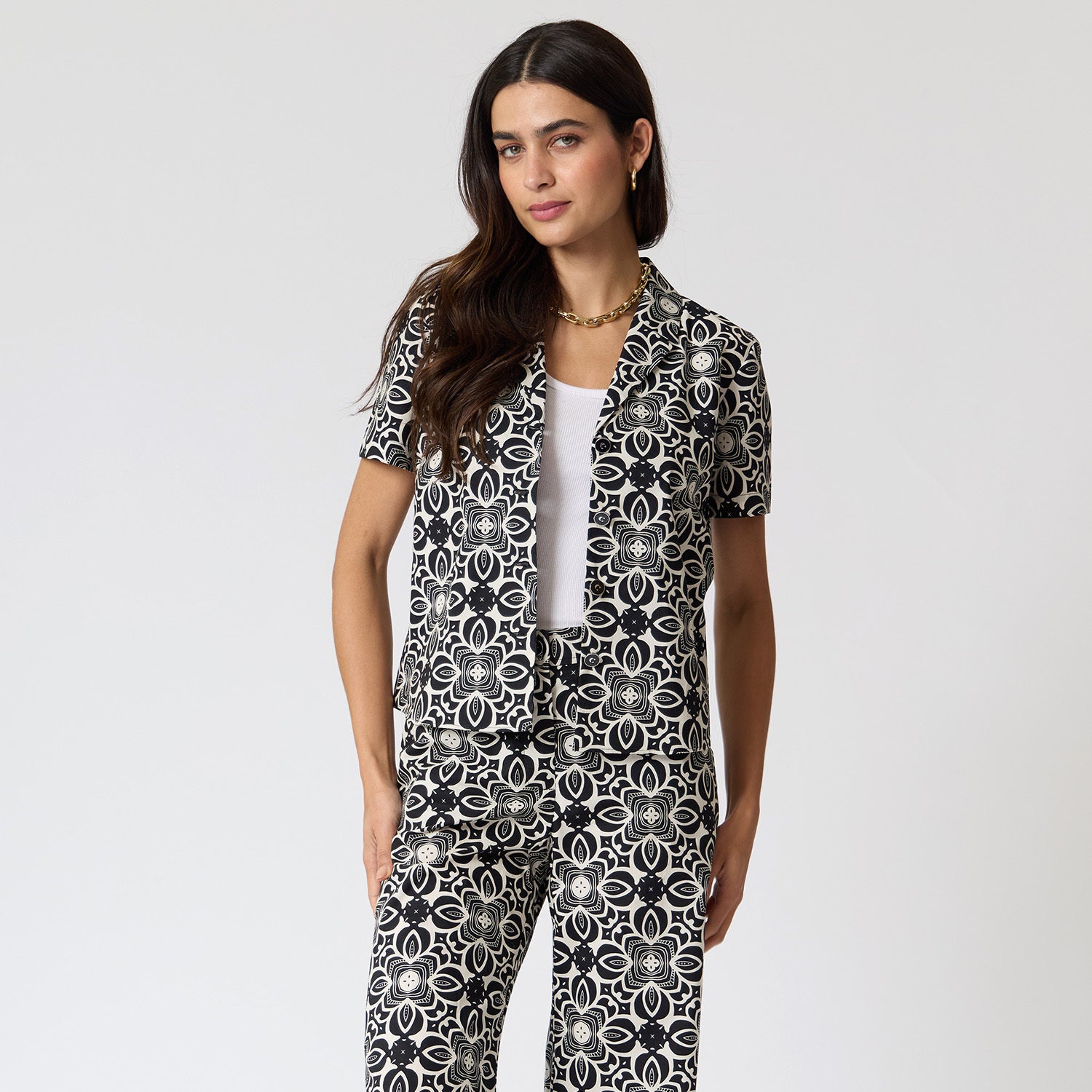 Blusa Negra Estampada