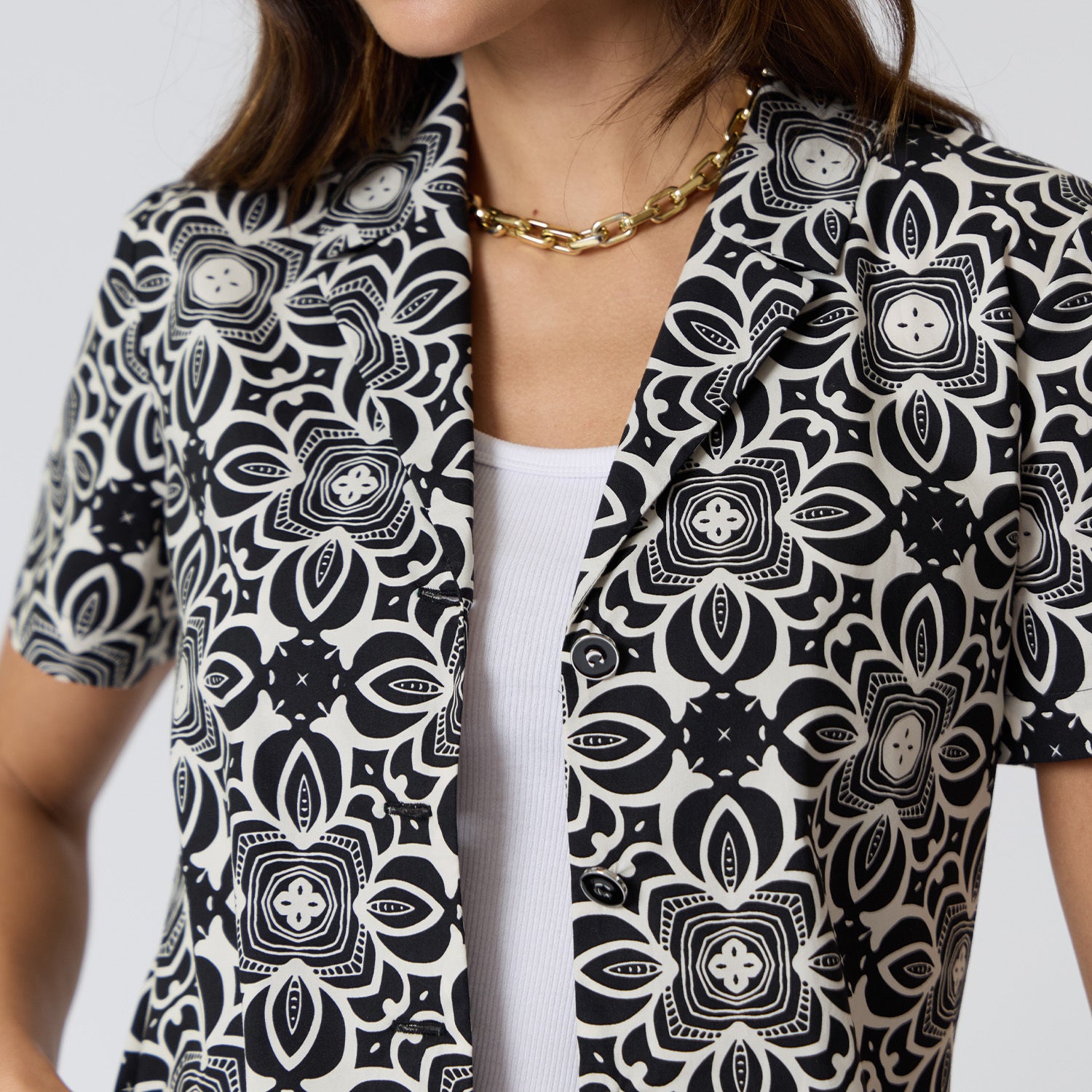 Blusa Negra Estampada