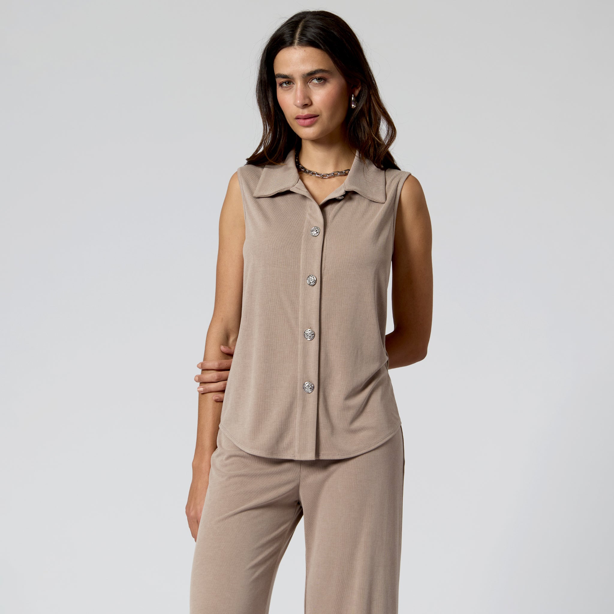 Blusa Beige Acanalada