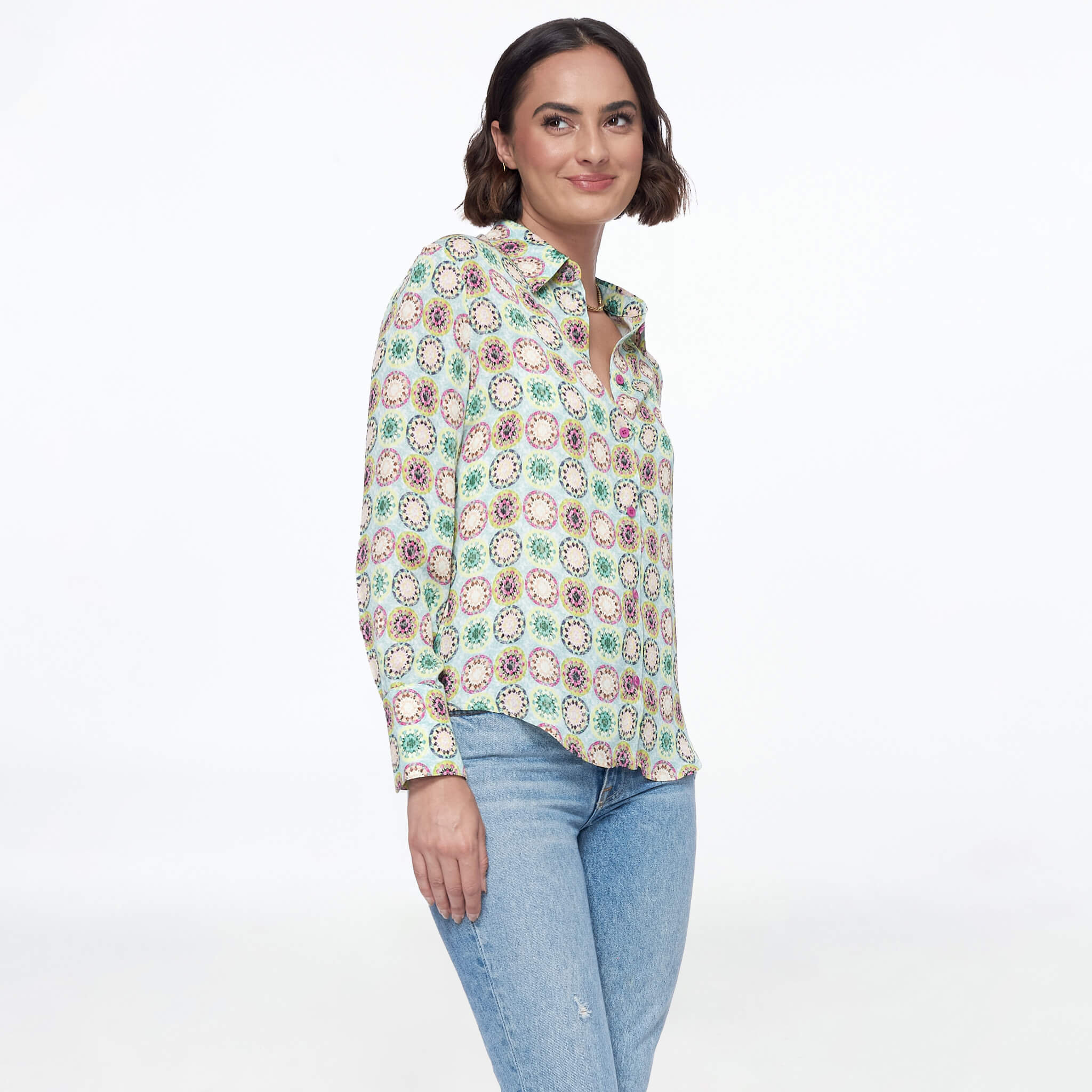 Blusa verde estampada