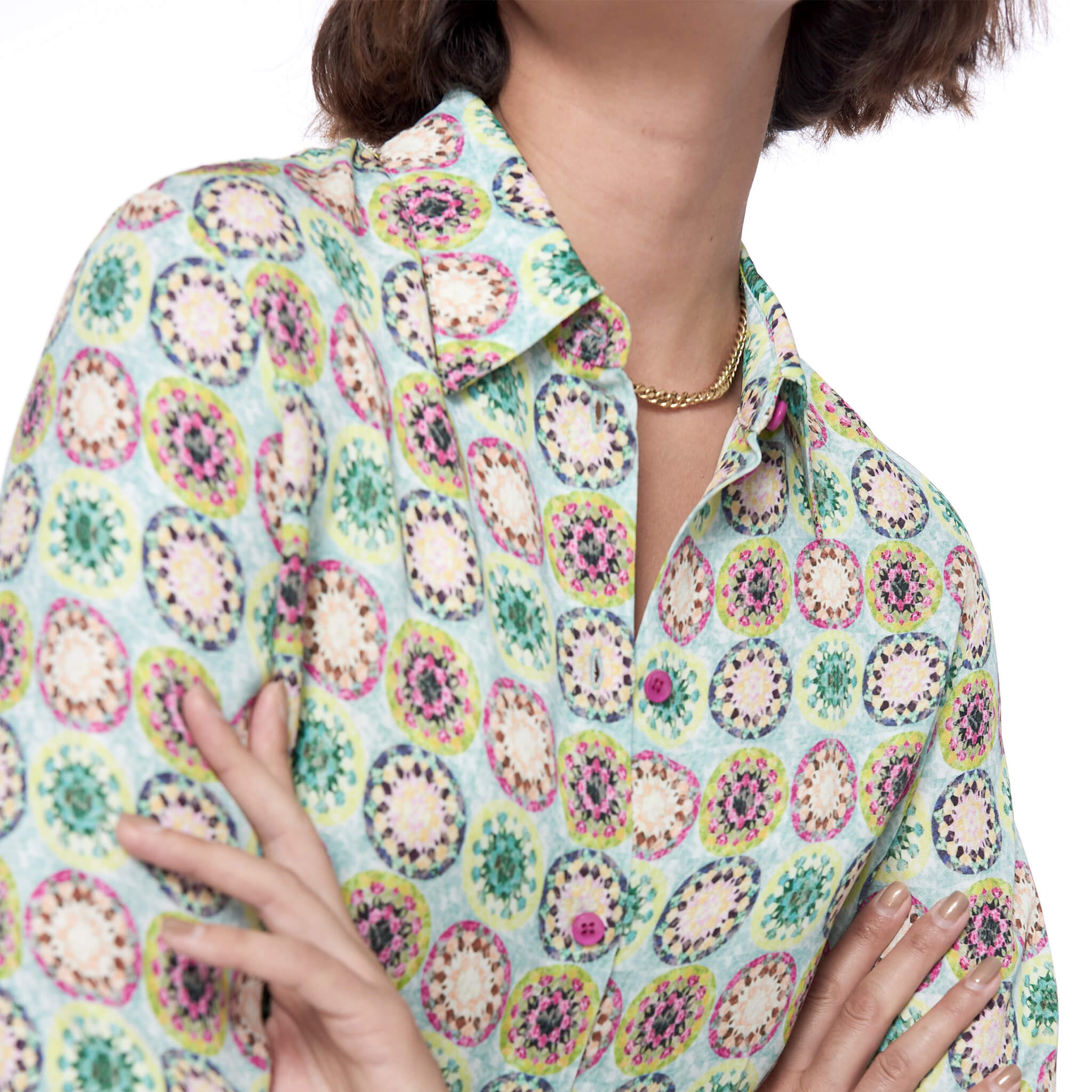 Blusa verde estampada