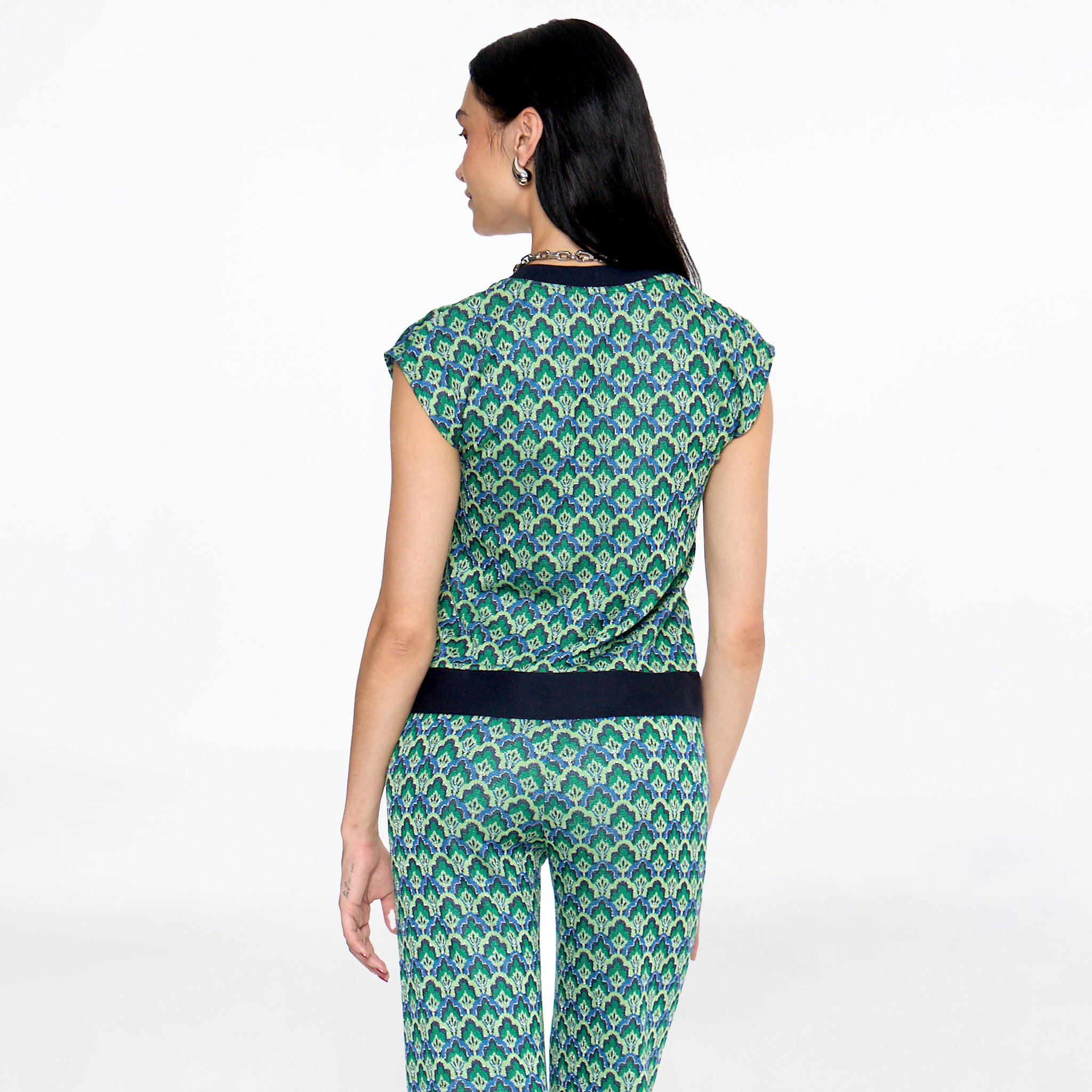 Blusa verde estampada