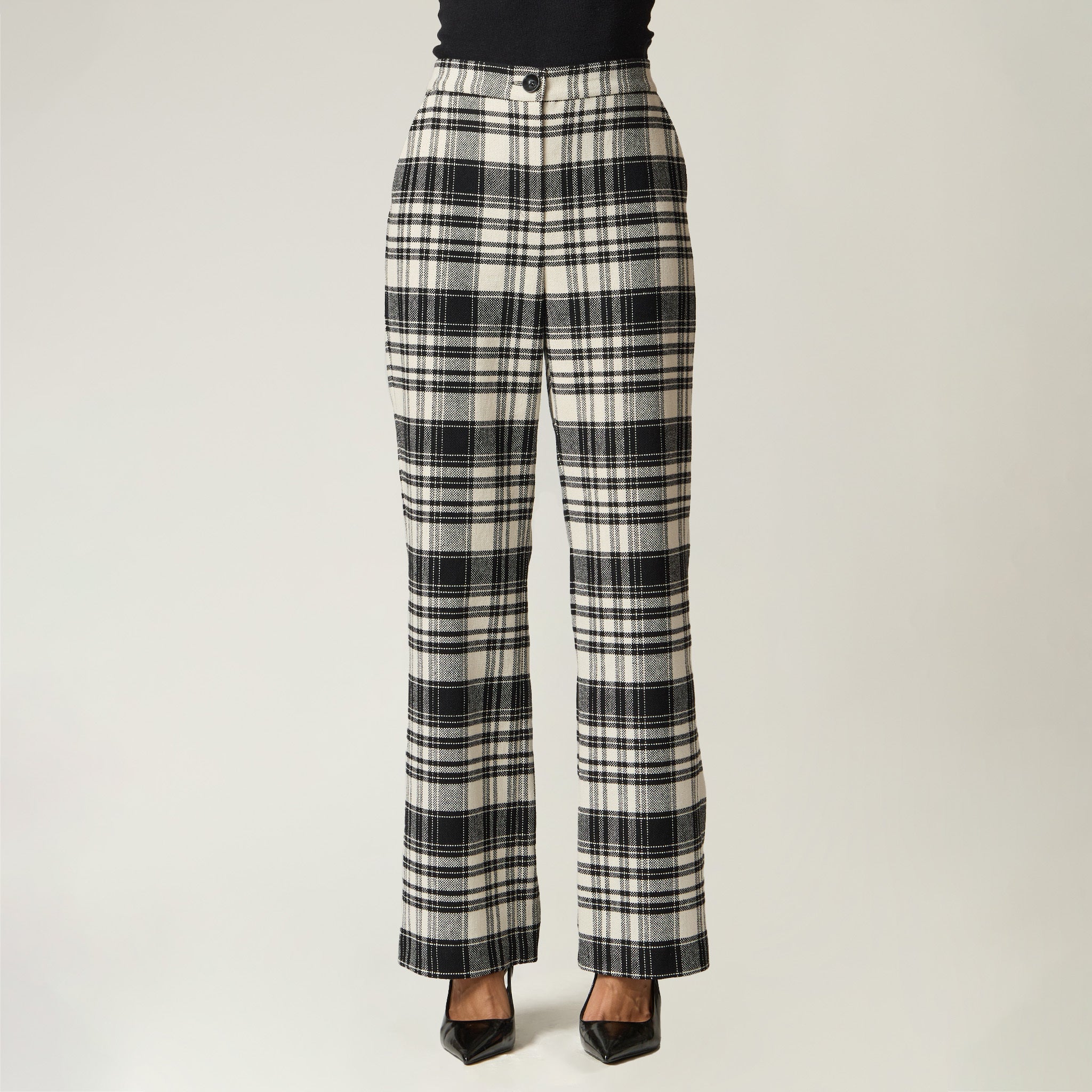 Pantalón Negro Estampado Cuadros