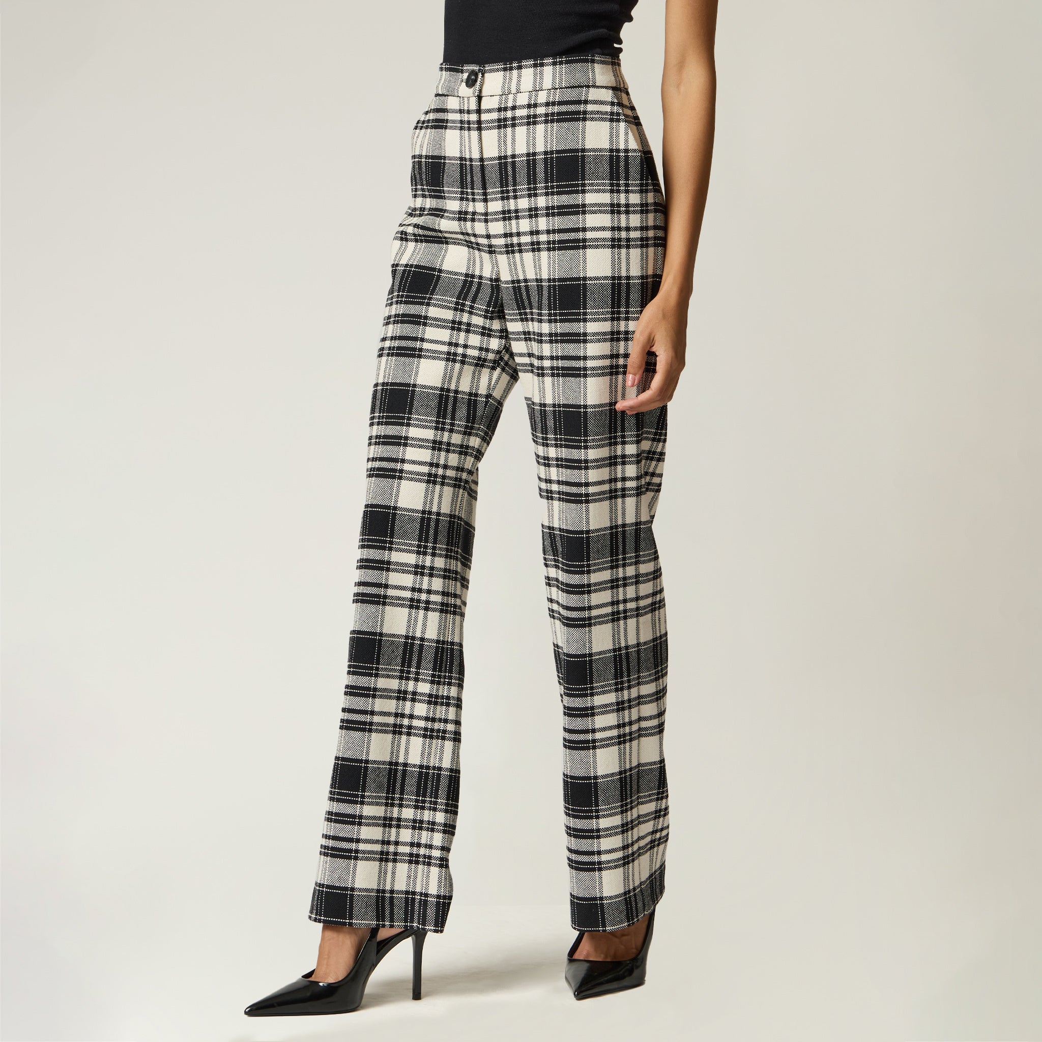 Pantalón Negro Estampado Cuadros