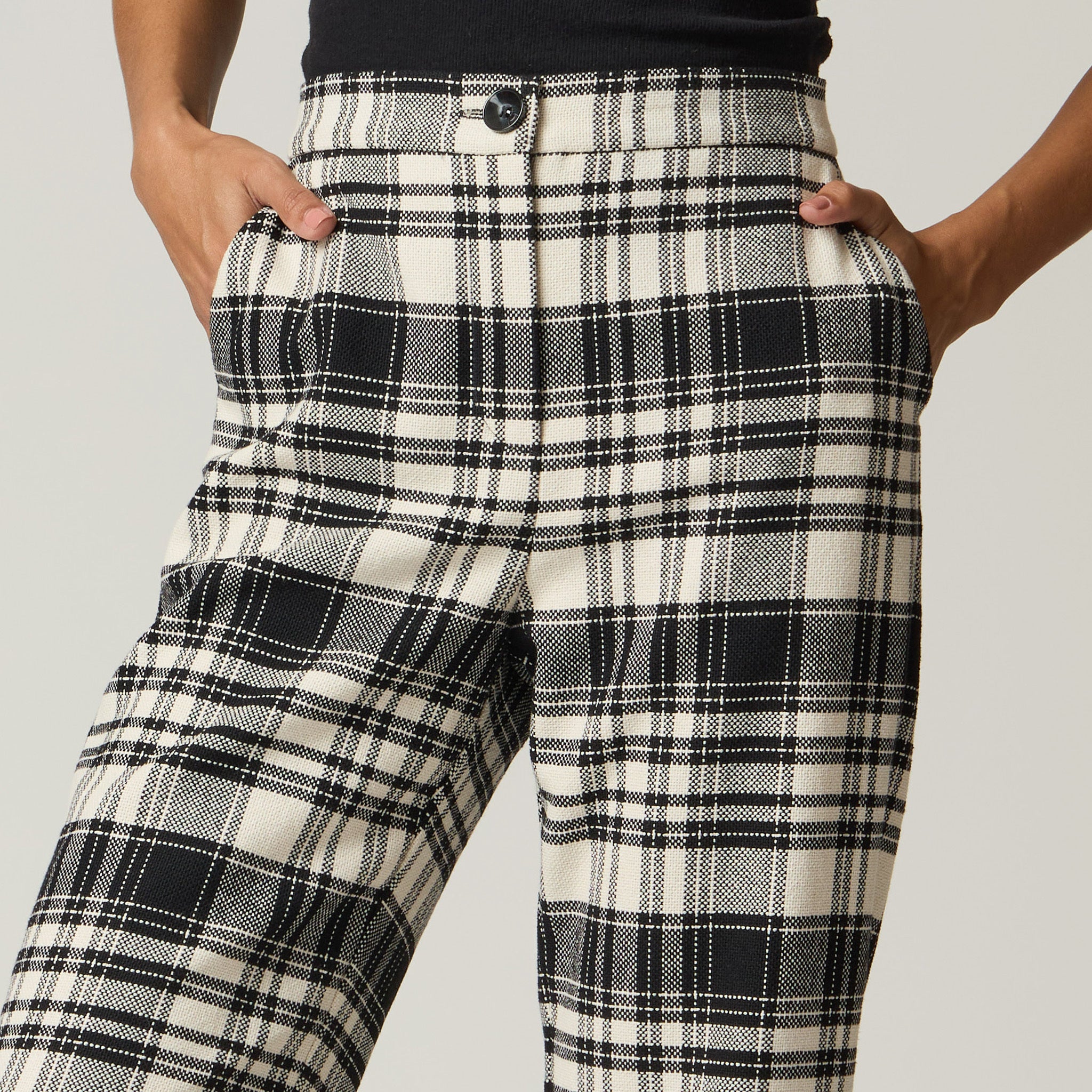 Pantalón Negro Estampado Cuadros